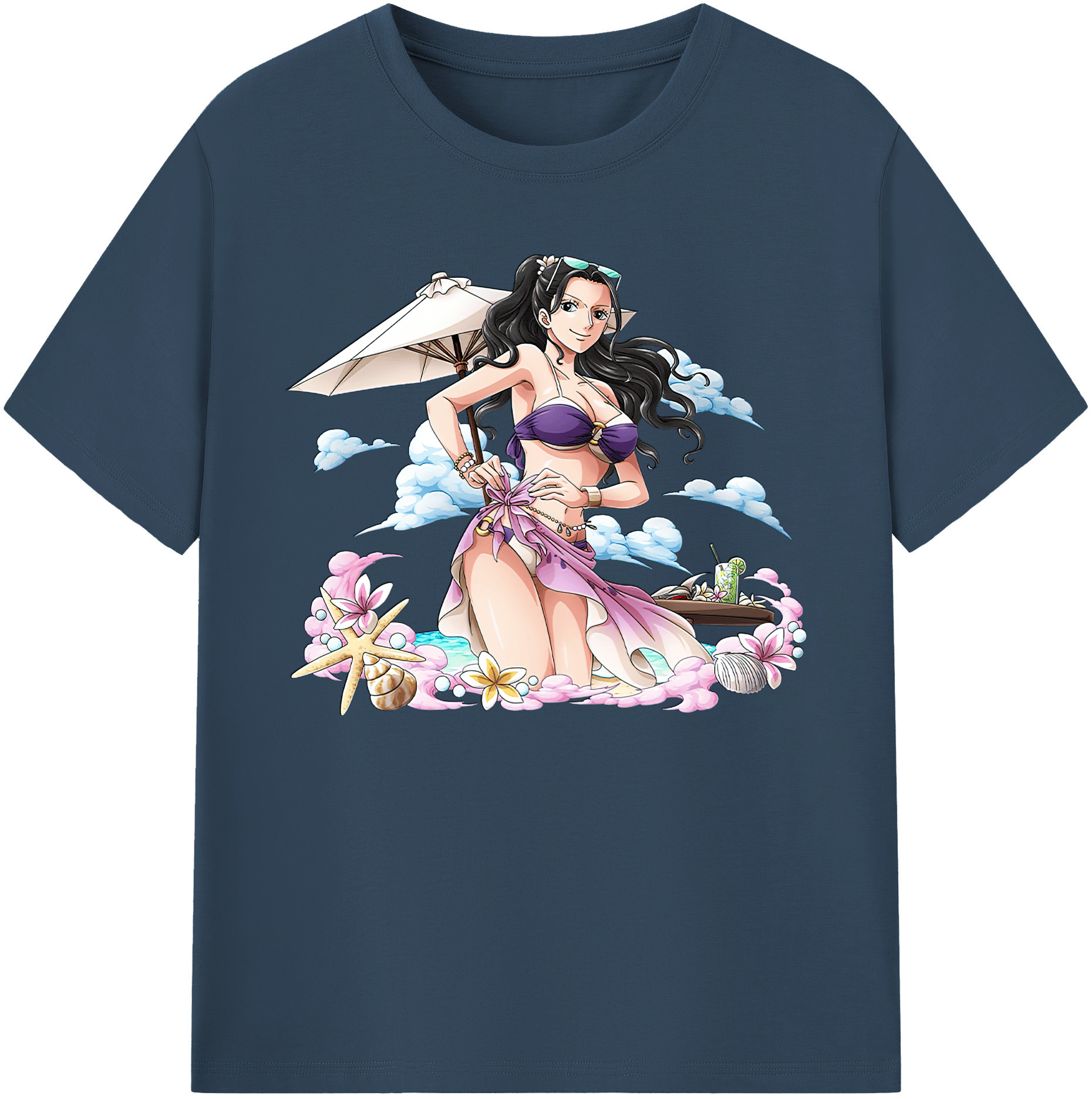 ワンピース ニコ・ロビン ONE PIECE Nico Robin 綿100％ メンズ半袖Tシャツ｜肌触りやわらか＆通気性