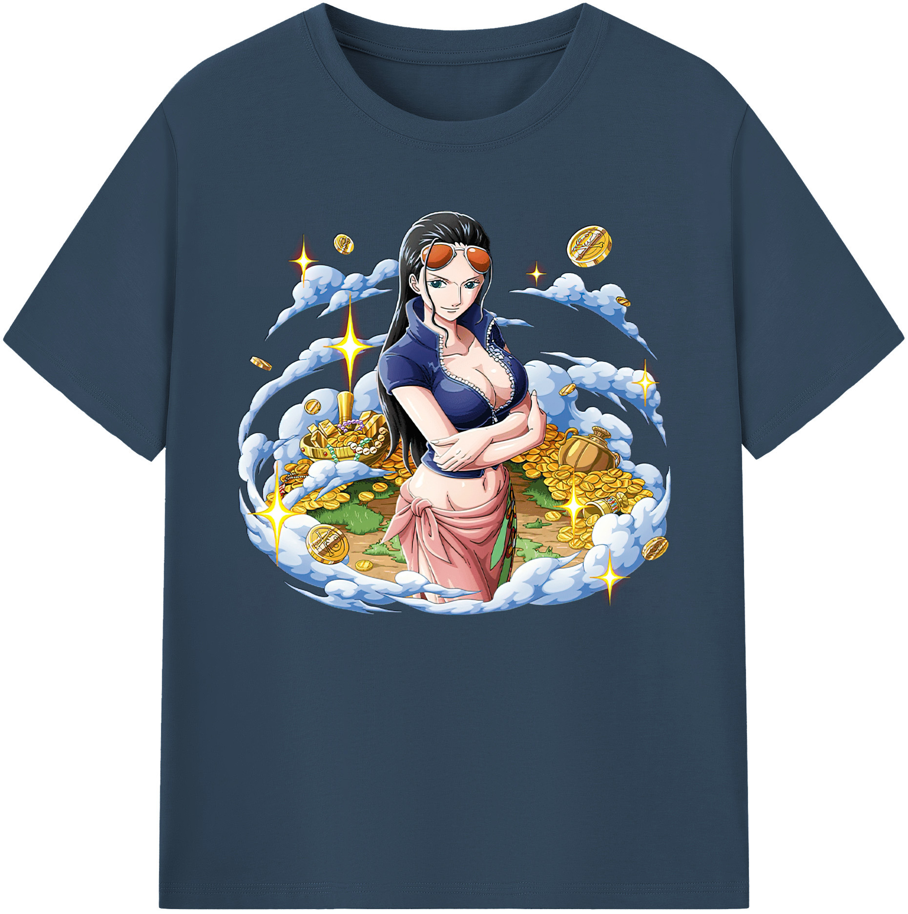 ワンピース ニコ・ロビン ONE PIECE Nico Robin 綿100％ メンズ半袖Tシャツ｜肌触りやわらか＆通気性