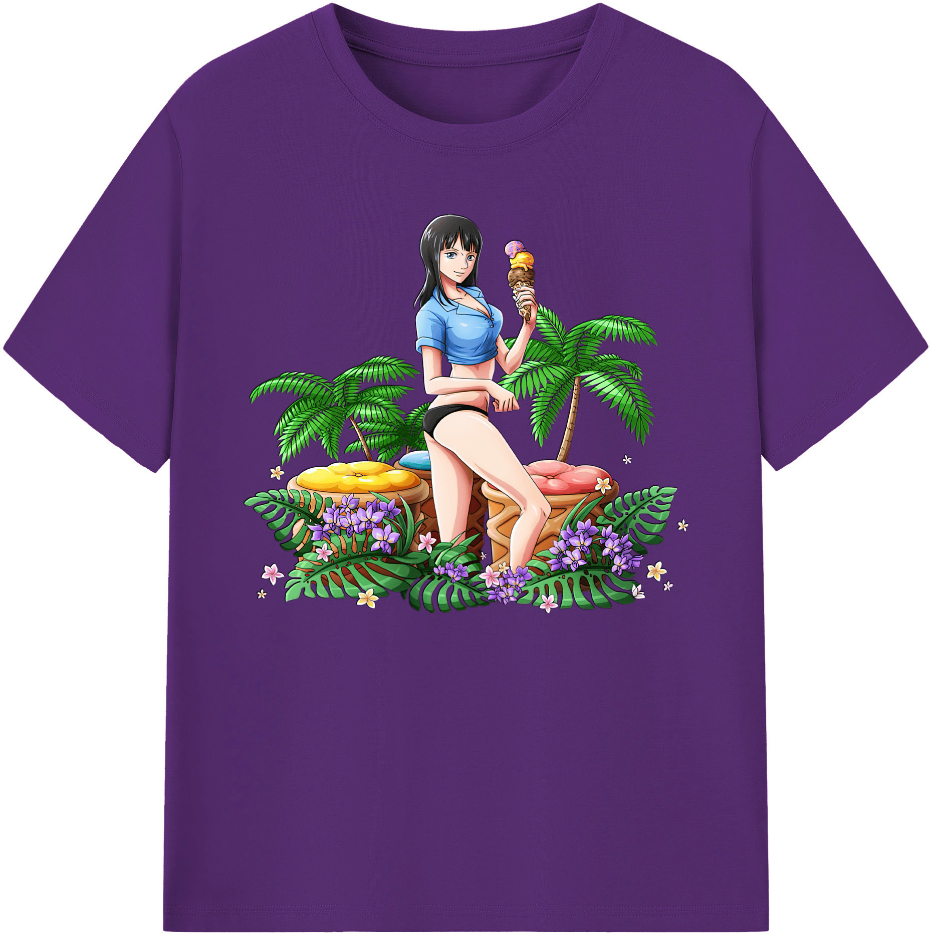 ワンピース ニコ・ロビン ONE PIECE Nico Robin 綿100％ メンズ半袖Tシャツ｜肌触りやわらか＆通気性