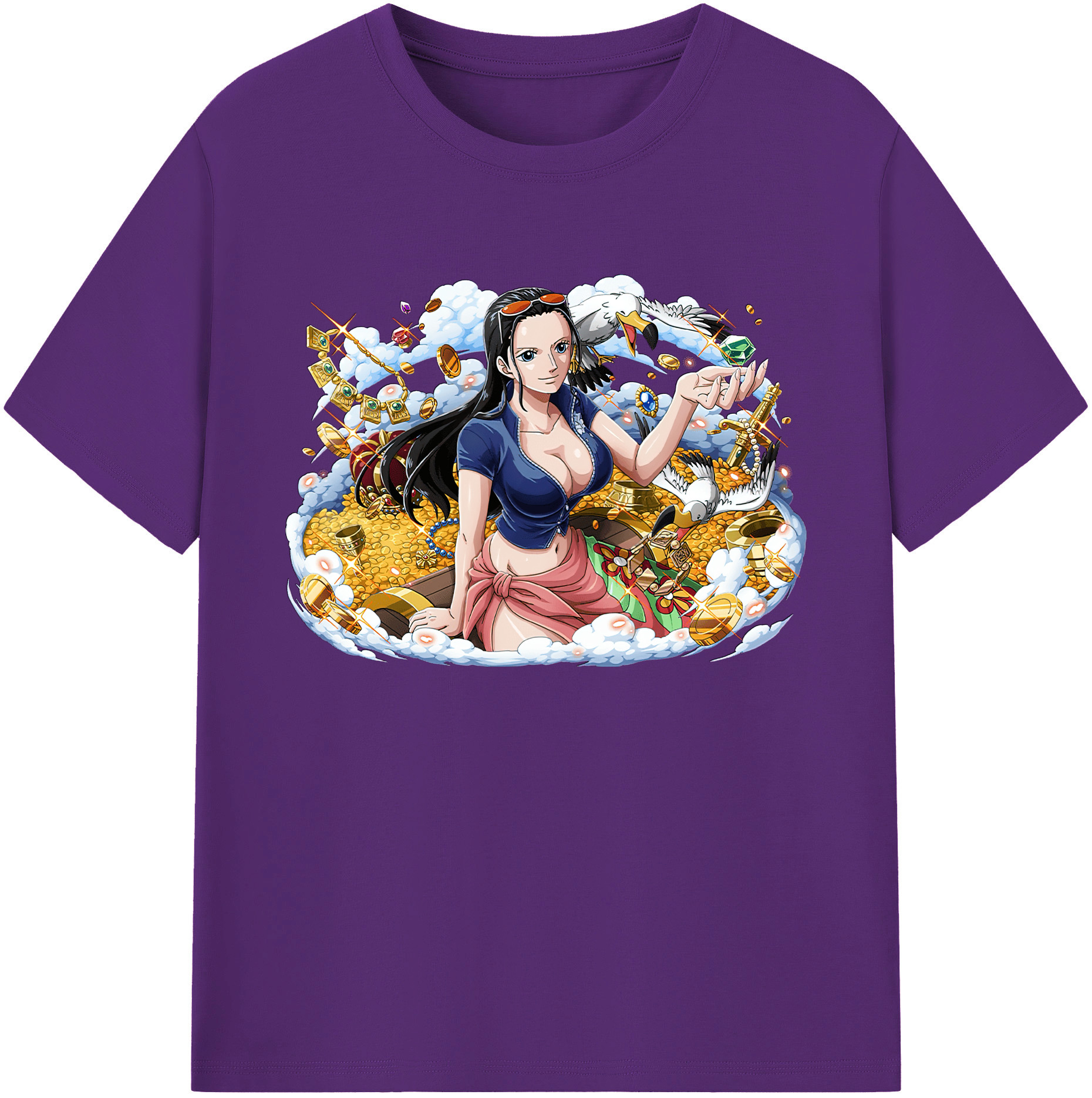 ワンピース ニコ・ロビン ONE PIECE Nico Robin 綿100％ メンズ半袖Tシャツ｜肌触りやわらか＆通気性
