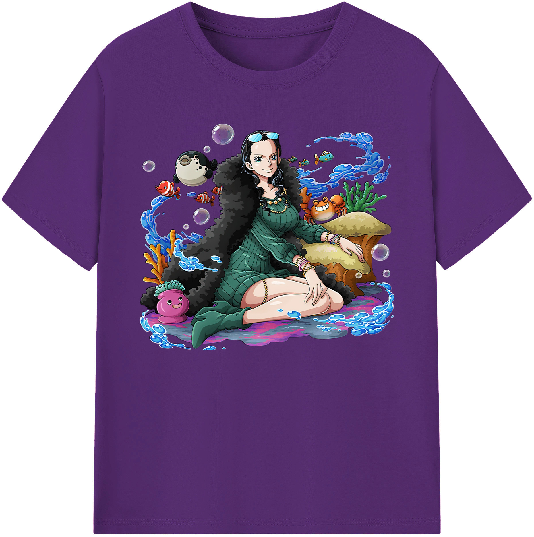ワンピース ニコ・ロビン ONE PIECE Nico Robin 綿100％ メンズ半袖Tシャツ｜肌触りやわらか＆通気性