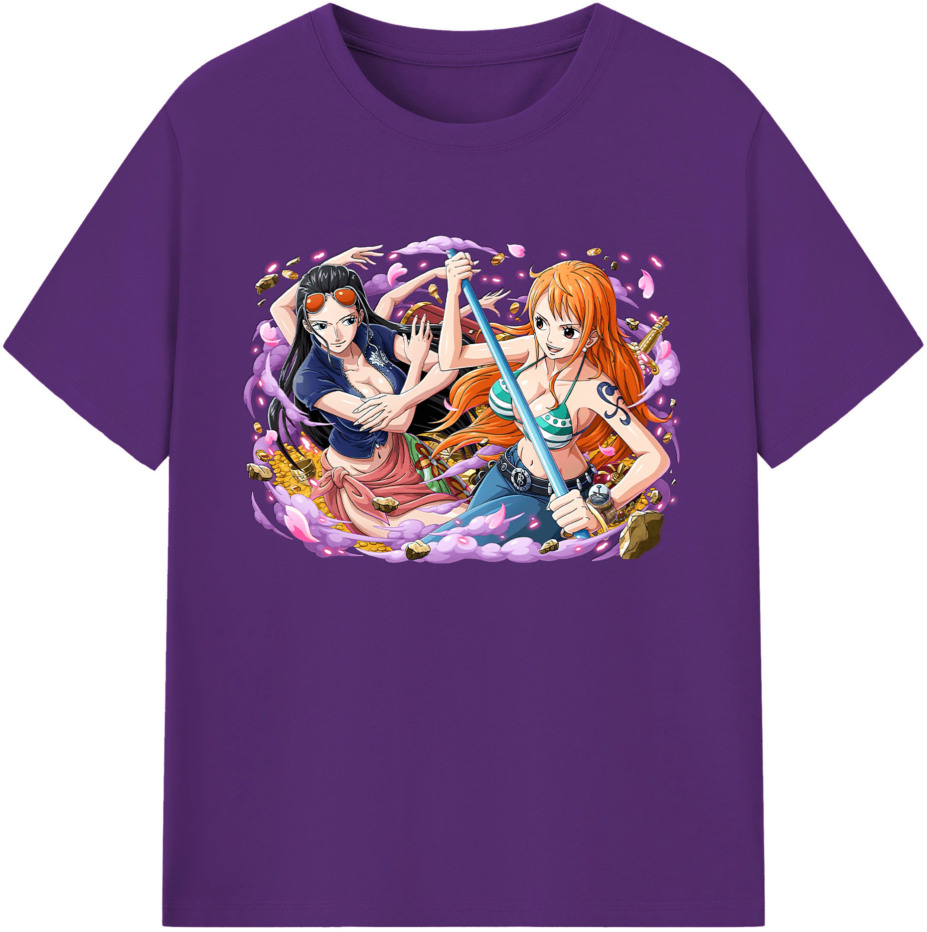 ワンピース ニコ・ロビン ONE PIECE Nico Robin 綿100％ メンズ半袖Tシャツ｜肌触りやわらか＆通気性