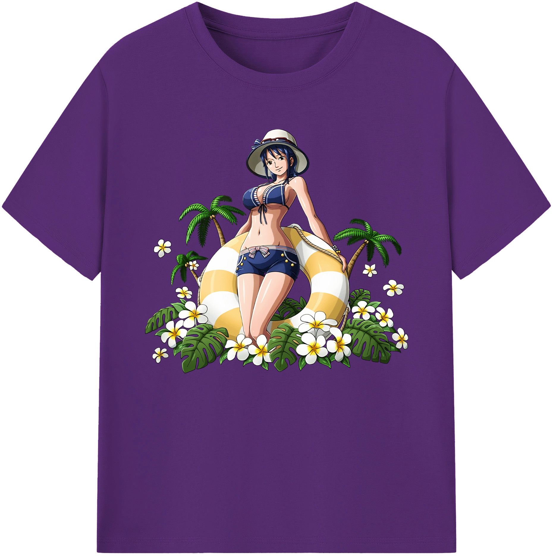 ワンピース ニコ・ロビン ONE PIECE Nico Robin 綿100％ メンズ半袖Tシャツ｜肌触りやわらか＆通気性