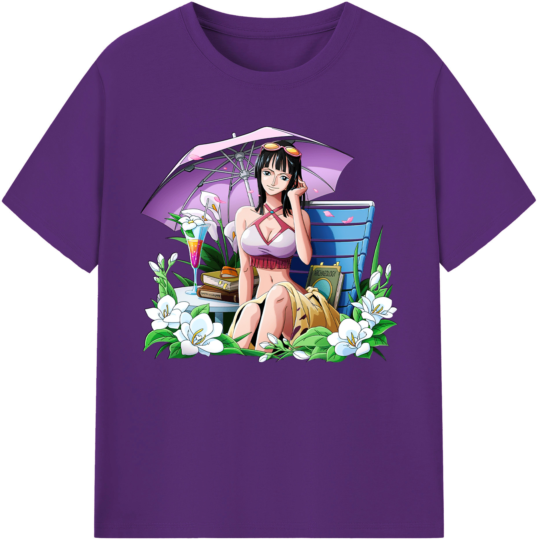 ワンピース ニコ・ロビン ONE PIECE Nico Robin 綿100％ メンズ半袖Tシャツ｜肌触りやわらか＆通気性