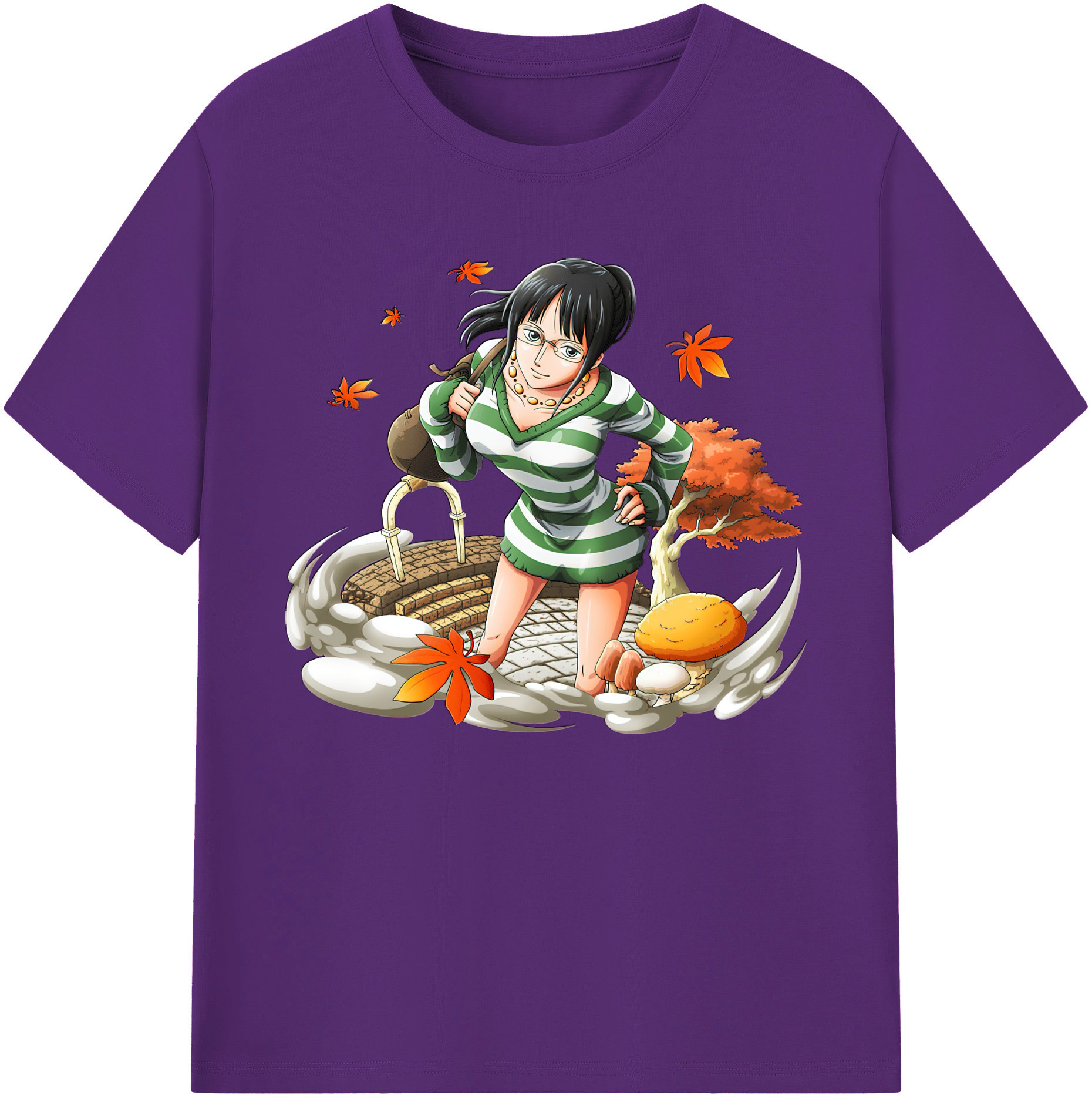 ワンピース ニコ・ロビン ONE PIECE Nico Robin 綿100％ メンズ半袖Tシャツ｜肌触りやわらか＆通気性