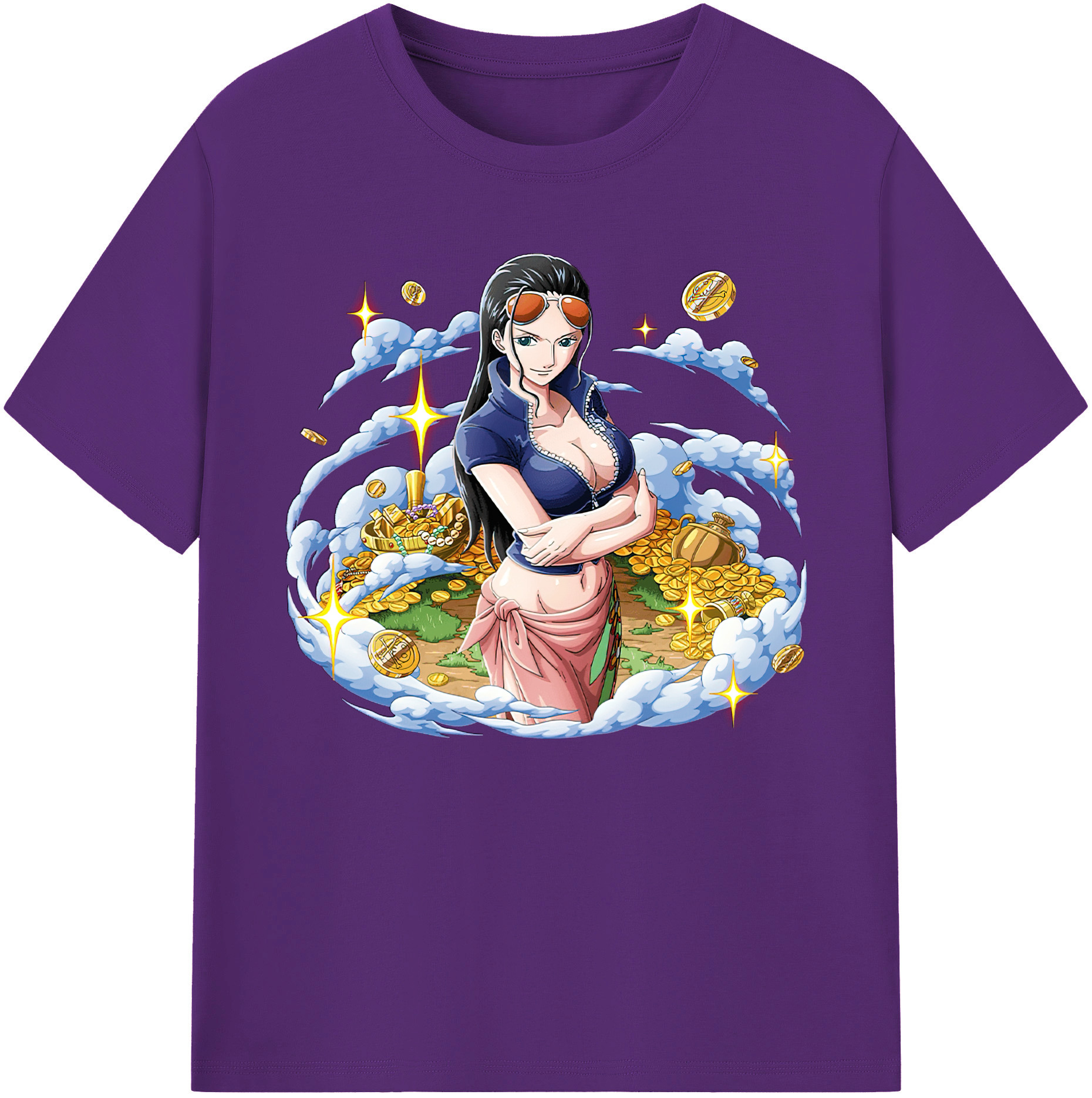 ワンピース ニコ・ロビン ONE PIECE Nico Robin 綿100％ メンズ半袖Tシャツ｜肌触りやわらか＆通気性