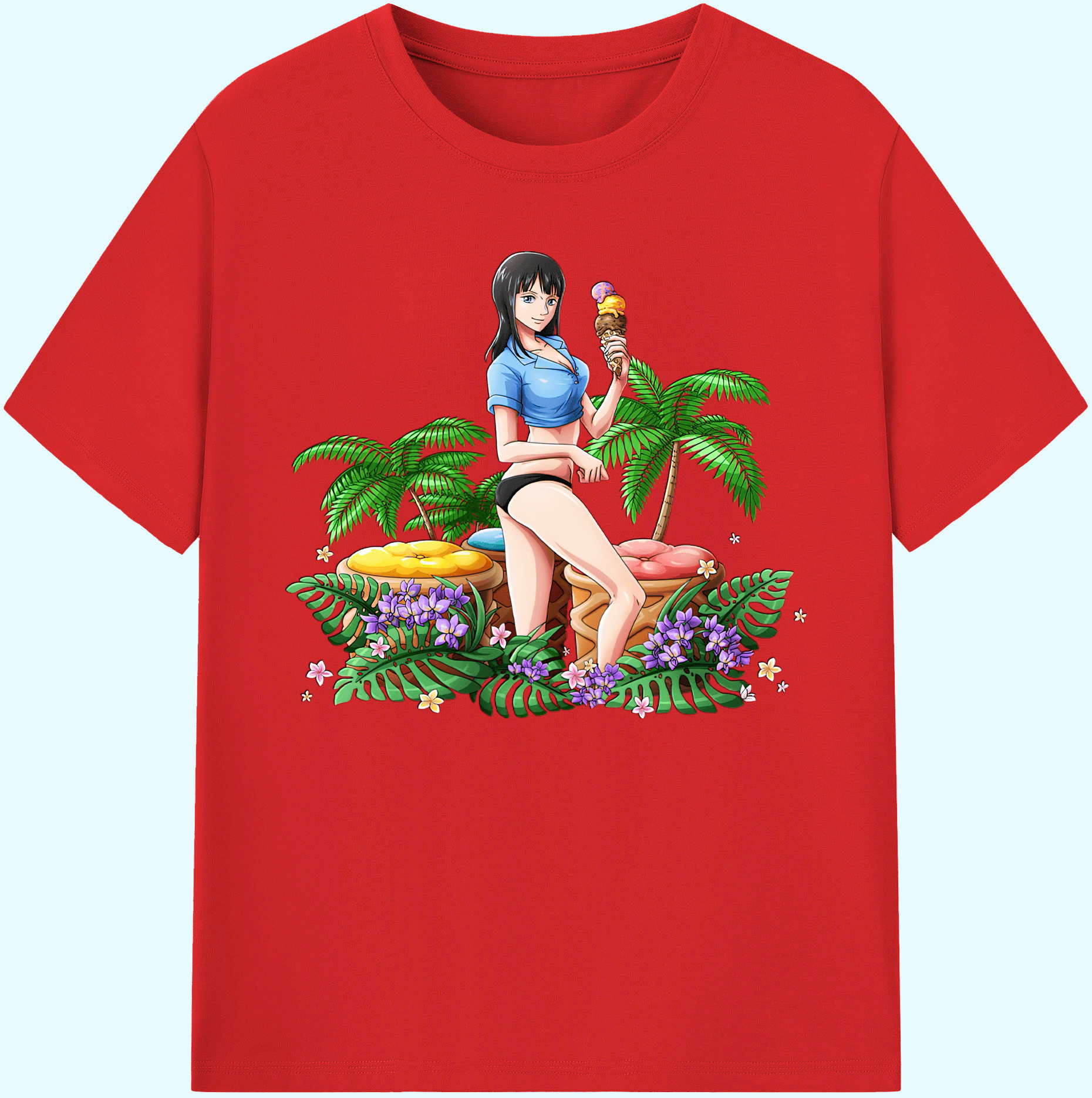 ワンピース ニコ・ロビン ONE PIECE Nico Robin 綿100％ メンズ半袖Tシャツ｜肌触りやわらか＆通気性