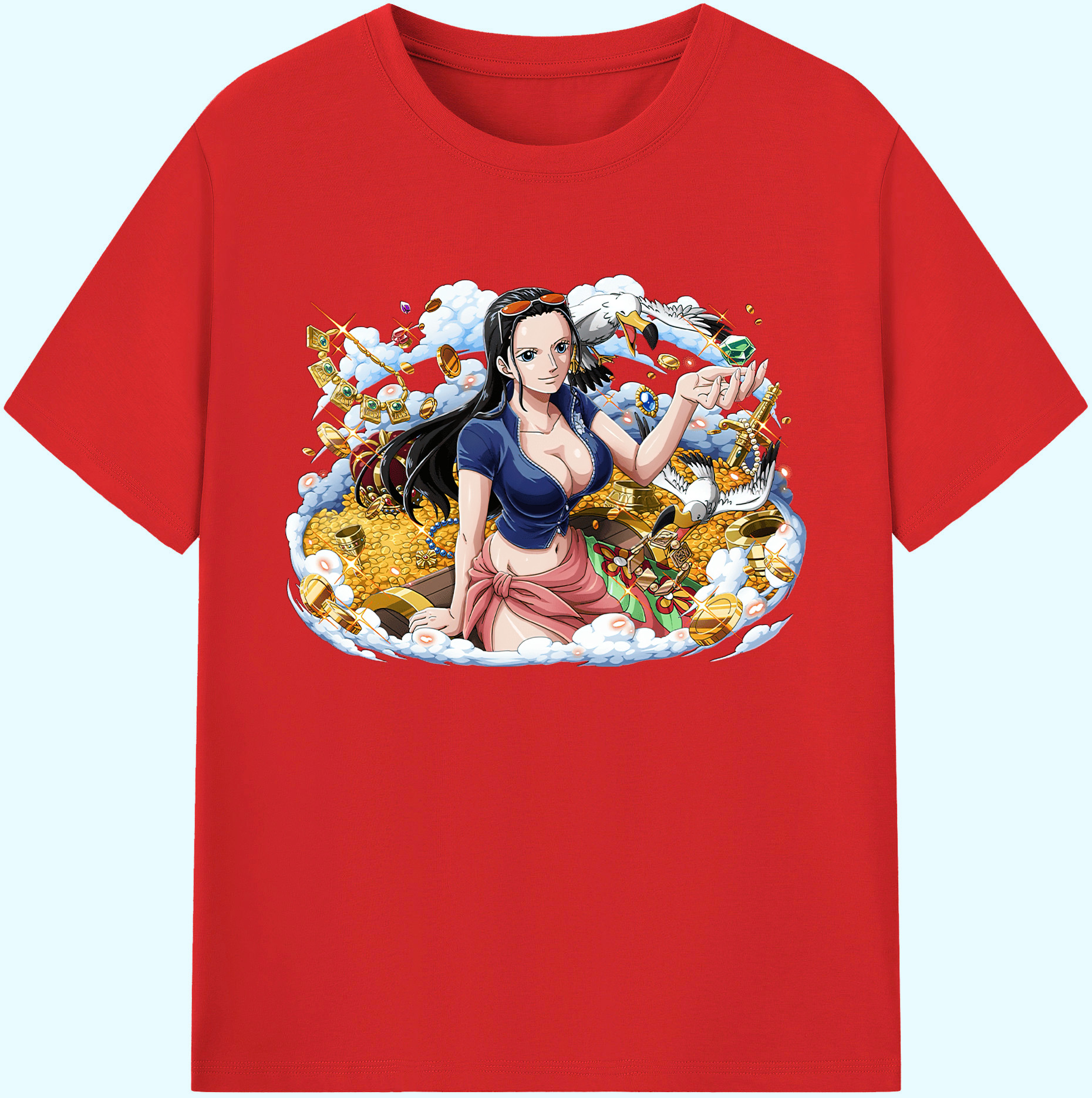 ワンピース ニコ・ロビン ONE PIECE Nico Robin 綿100％ メンズ半袖Tシャツ｜肌触りやわらか＆通気性