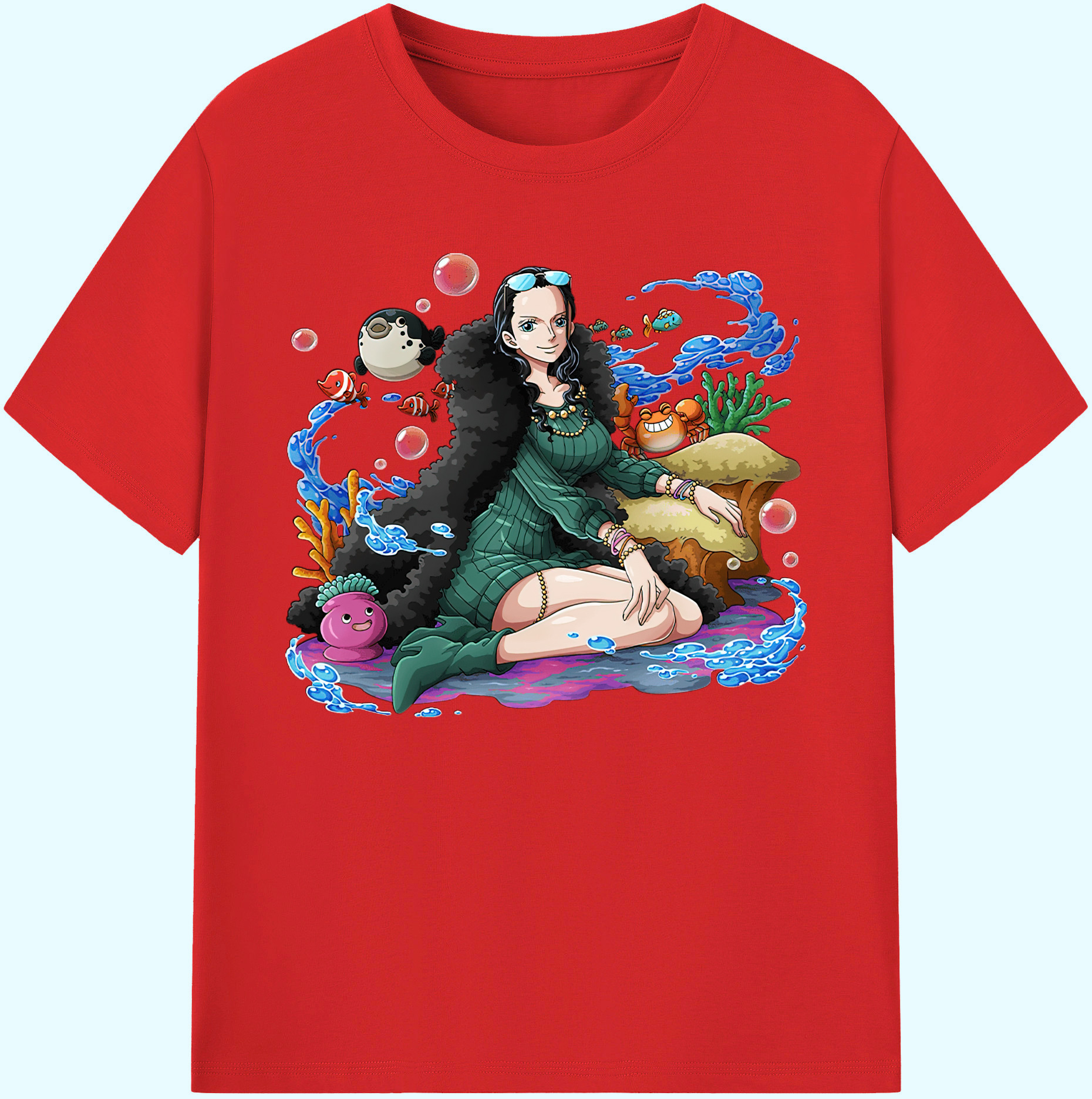 ワンピース ニコ・ロビン ONE PIECE Nico Robin 綿100％ メンズ半袖Tシャツ｜肌触りやわらか＆通気性
