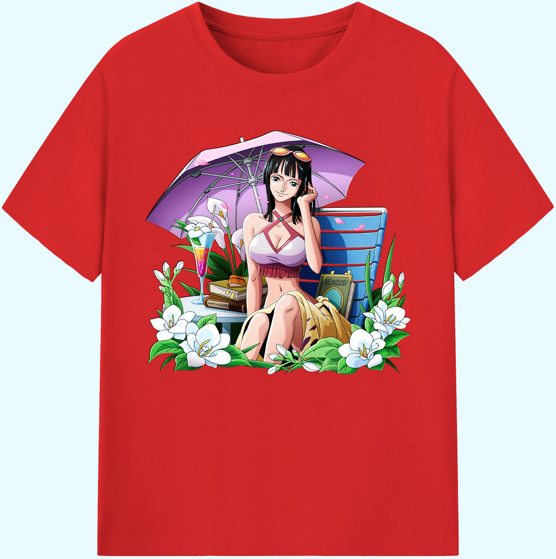 ワンピース ニコ・ロビン ONE PIECE Nico Robin 綿100％ メンズ半袖Tシャツ｜肌触りやわらか＆通気性