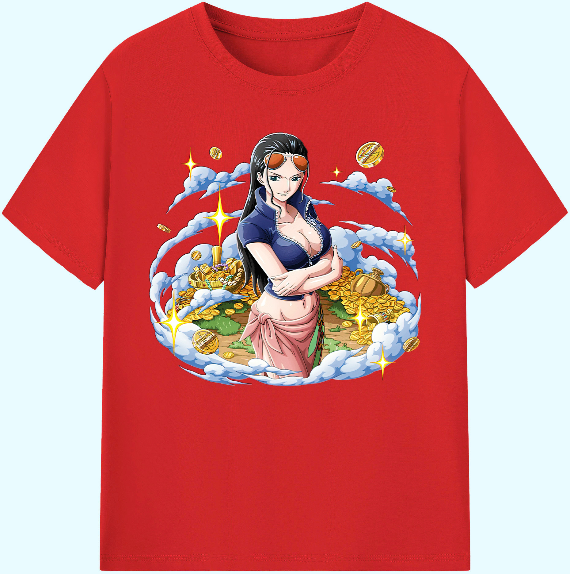 ワンピース ニコ・ロビン ONE PIECE Nico Robin 綿100％ メンズ半袖Tシャツ｜肌触りやわらか＆通気性