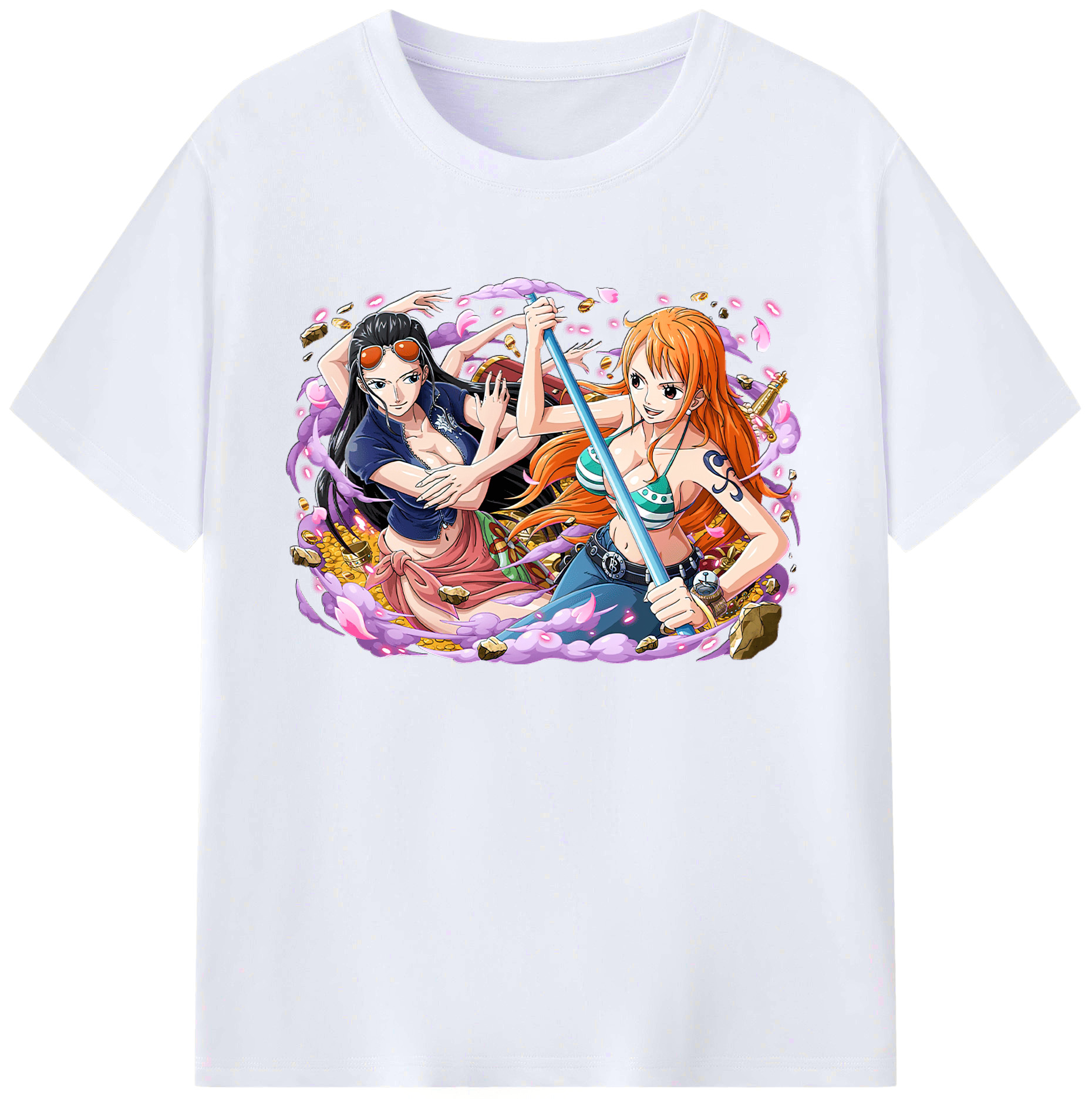（画像用） ワンピース ニコ・ロビン ONE PIECE Nico Robin 綿100％ メンズ半袖Tシャツ｜肌触りやわらか＆通気性