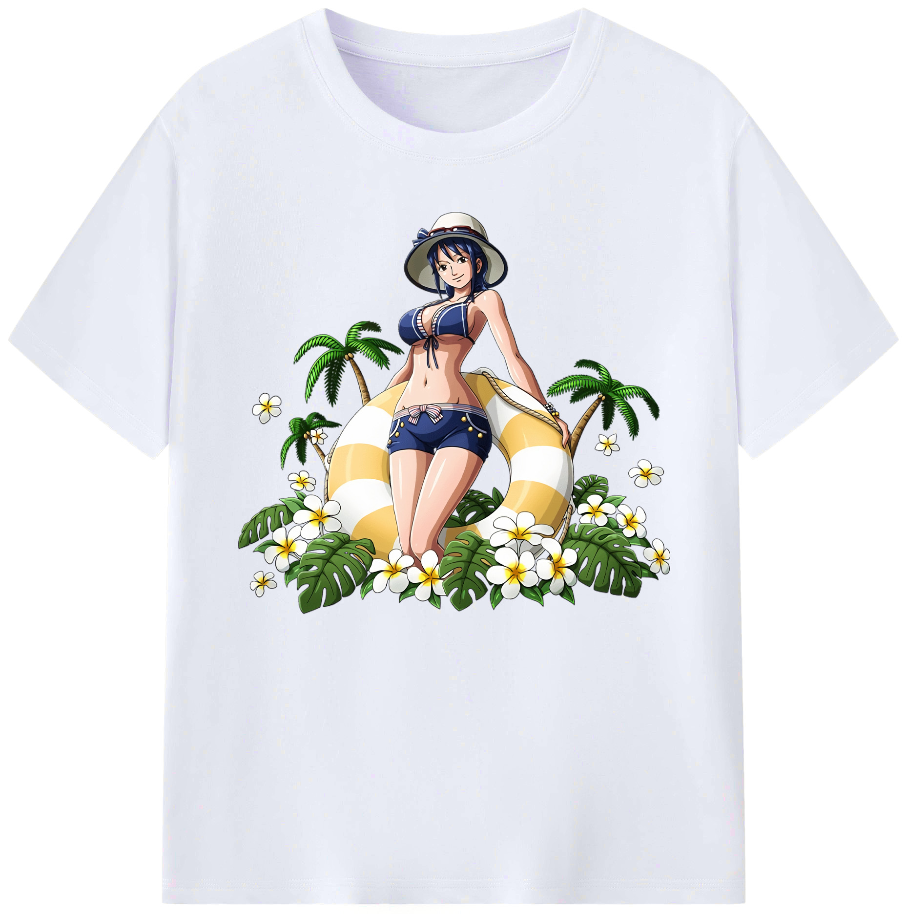 （画像用） ワンピース ニコ・ロビン ONE PIECE Nico Robin 綿100％ メンズ半袖Tシャツ｜肌触りやわらか＆通気性