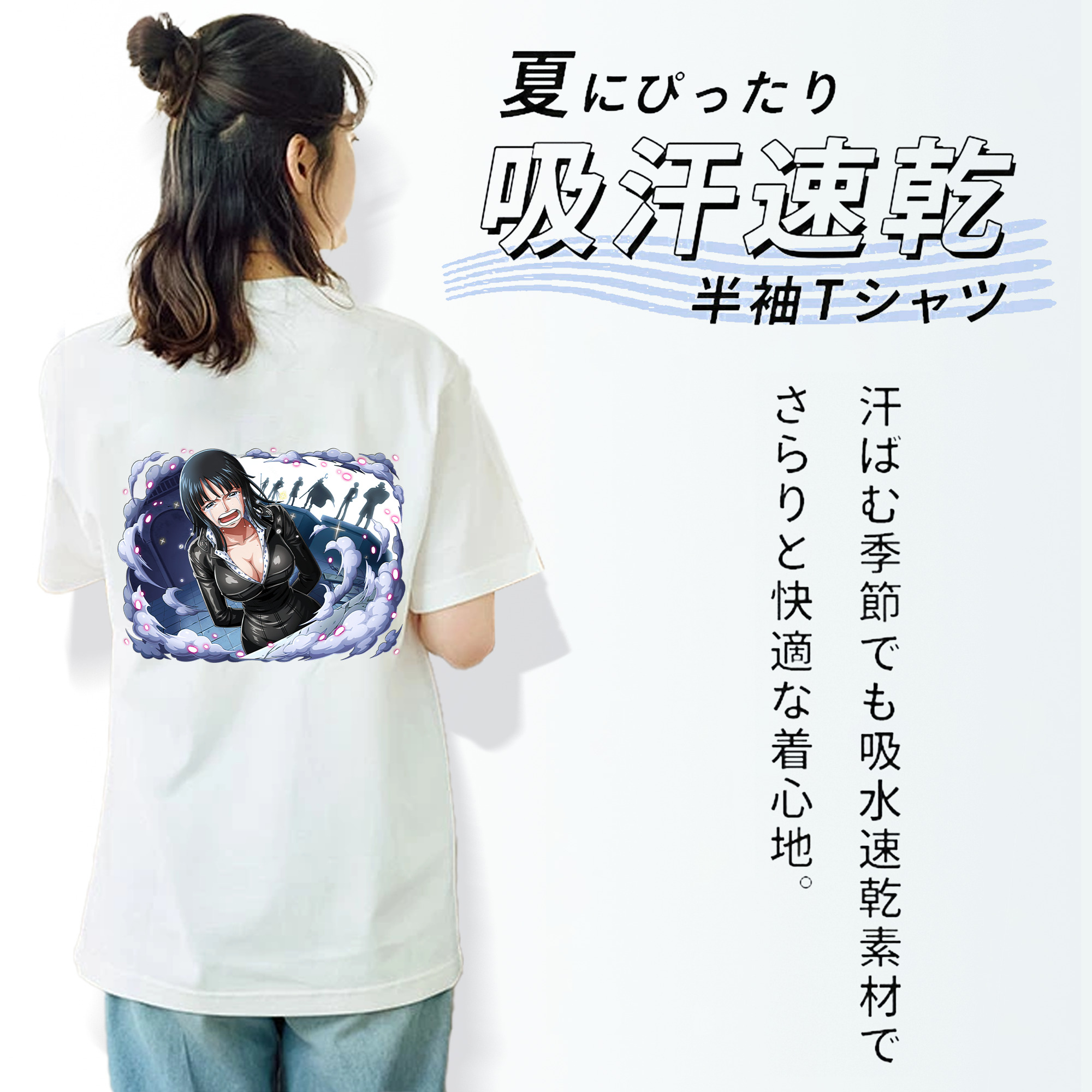 ワンピース ニコ・ロビン ONE PIECE Nico Robin レディース半袖Tシャツ(バックプリント)