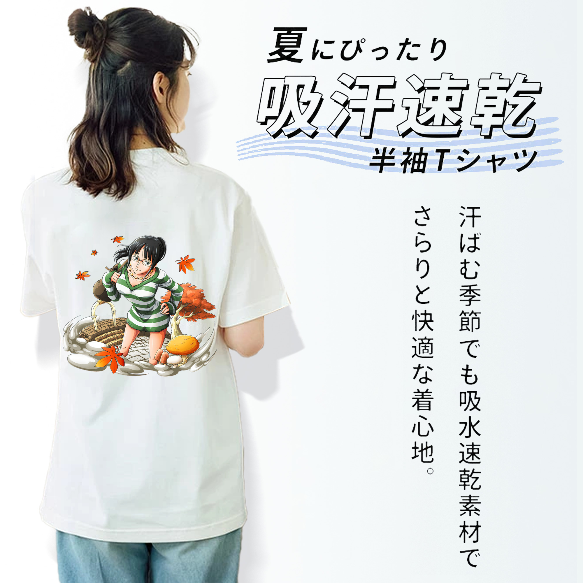ワンピース ニコ・ロビン ONE PIECE Nico Robin レディース半袖Tシャツ(バックプリント)