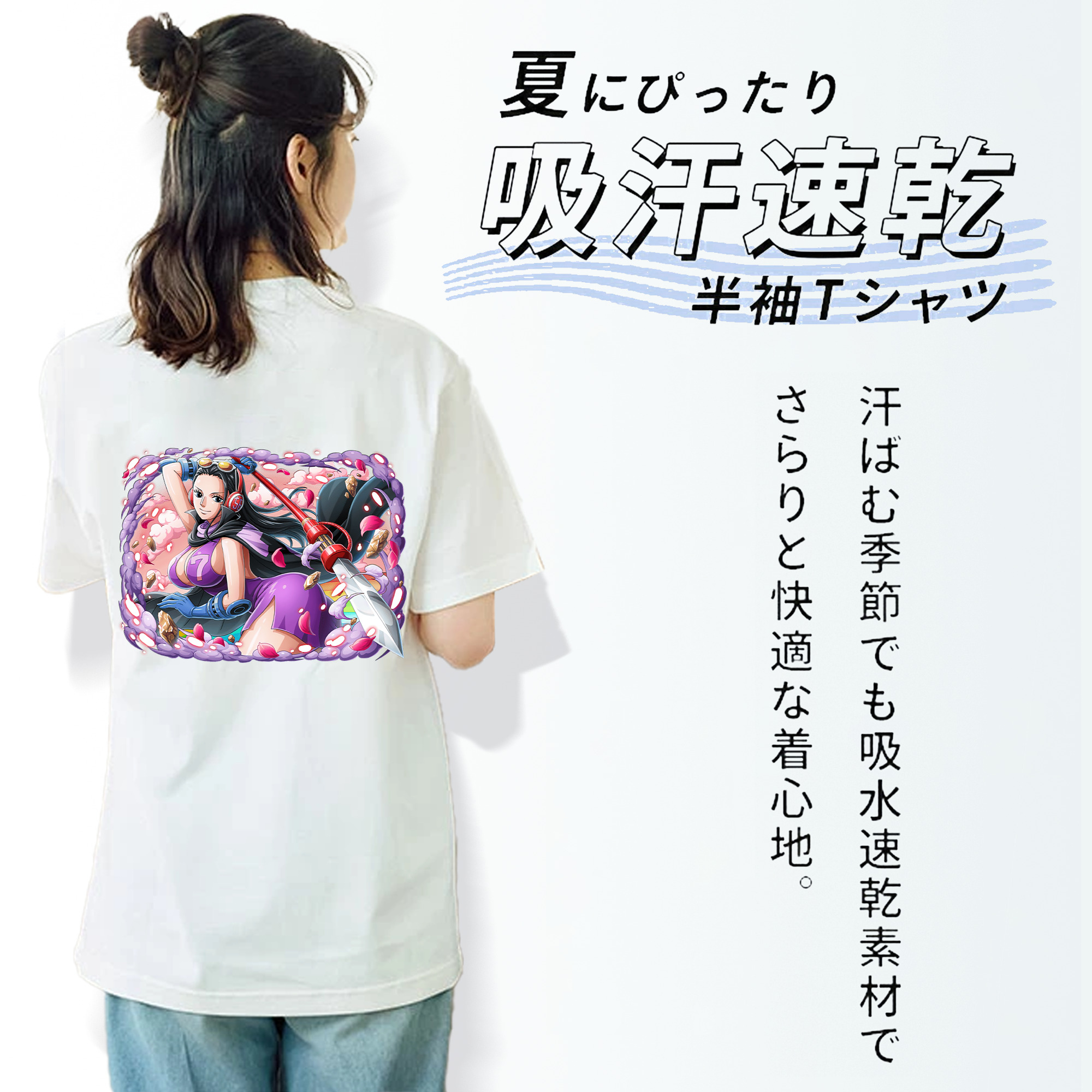 ワンピース ニコ・ロビン ONE PIECE Nico Robin レディース半袖Tシャツ(バックプリント)