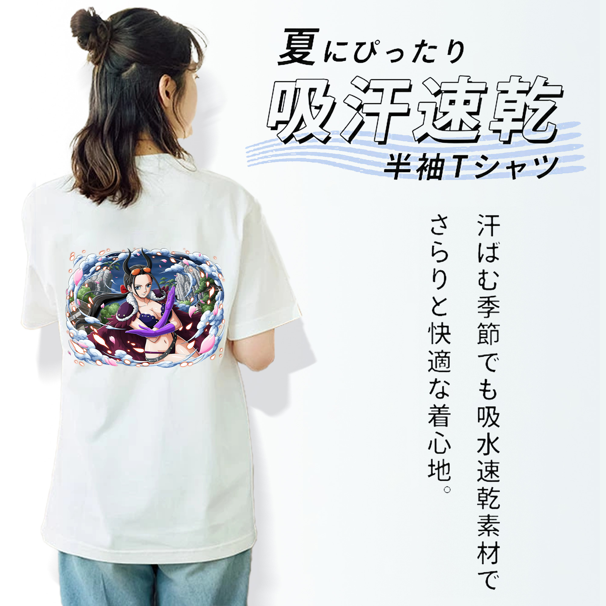 ワンピース ニコ・ロビン ONE PIECE Nico Robin レディース半袖Tシャツ(バックプリント)