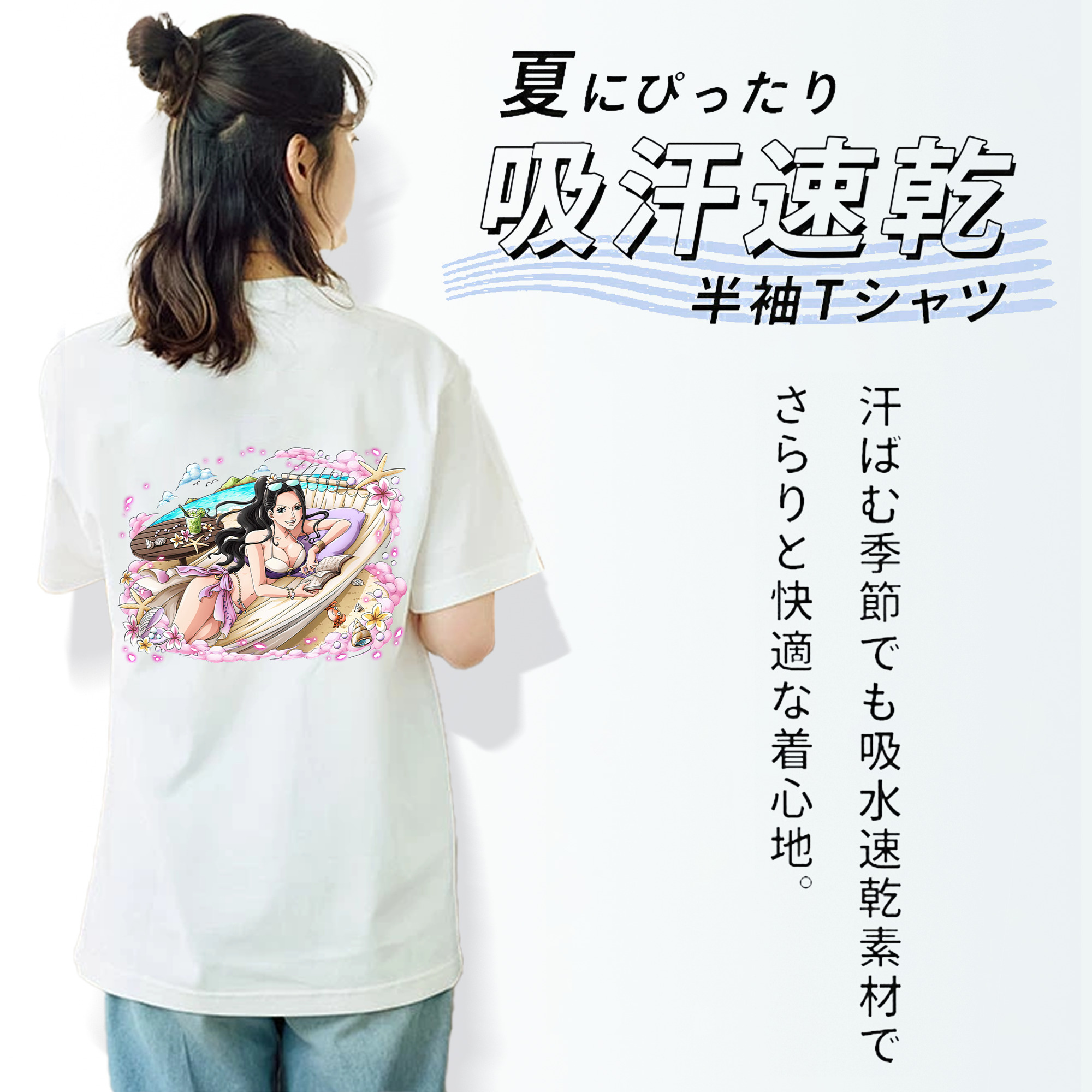 ワンピース ニコ・ロビン ONE PIECE Nico Robin レディース半袖Tシャツ(バックプリント)