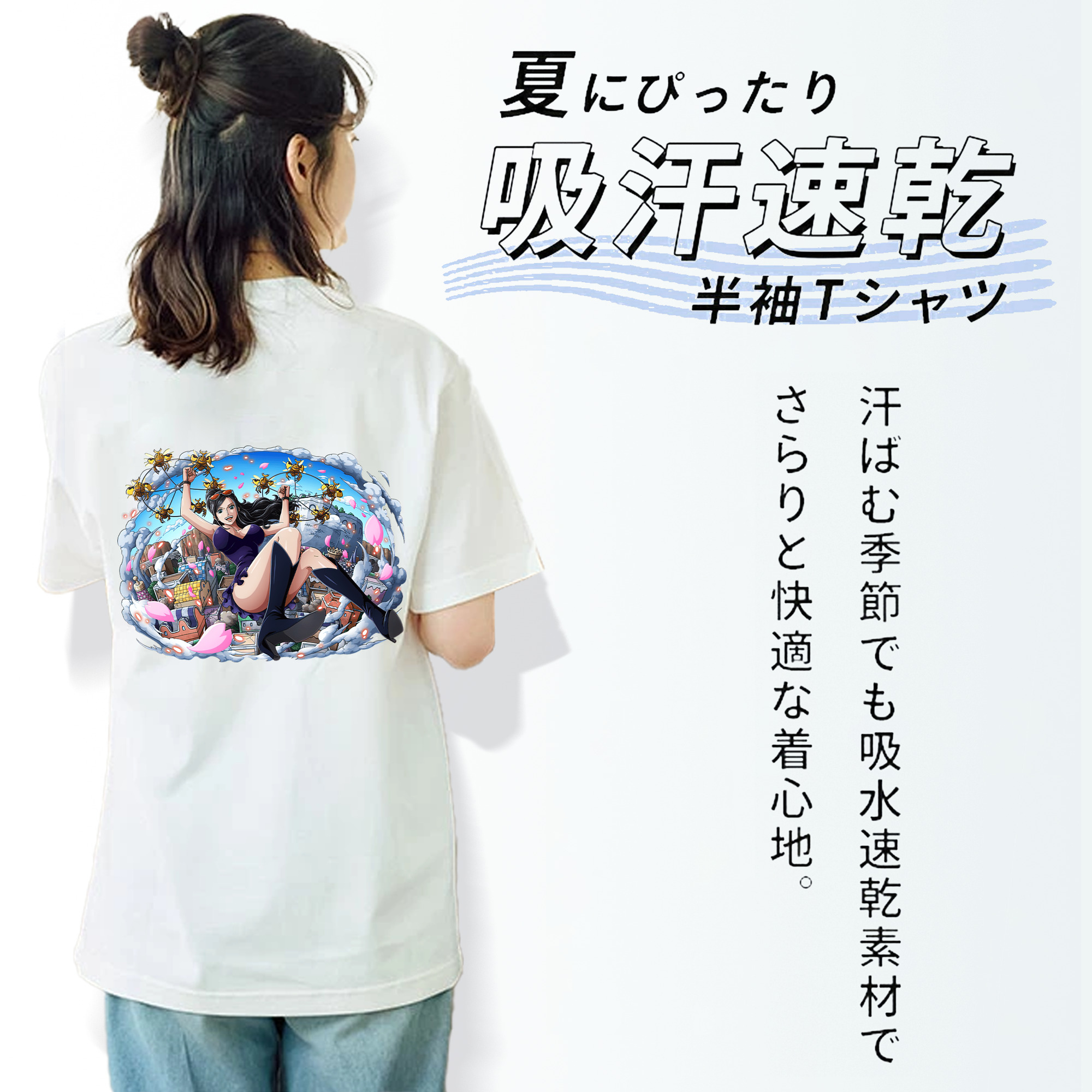 ワンピース ニコ・ロビン ONE PIECE Nico Robin レディース半袖Tシャツ(バックプリント)