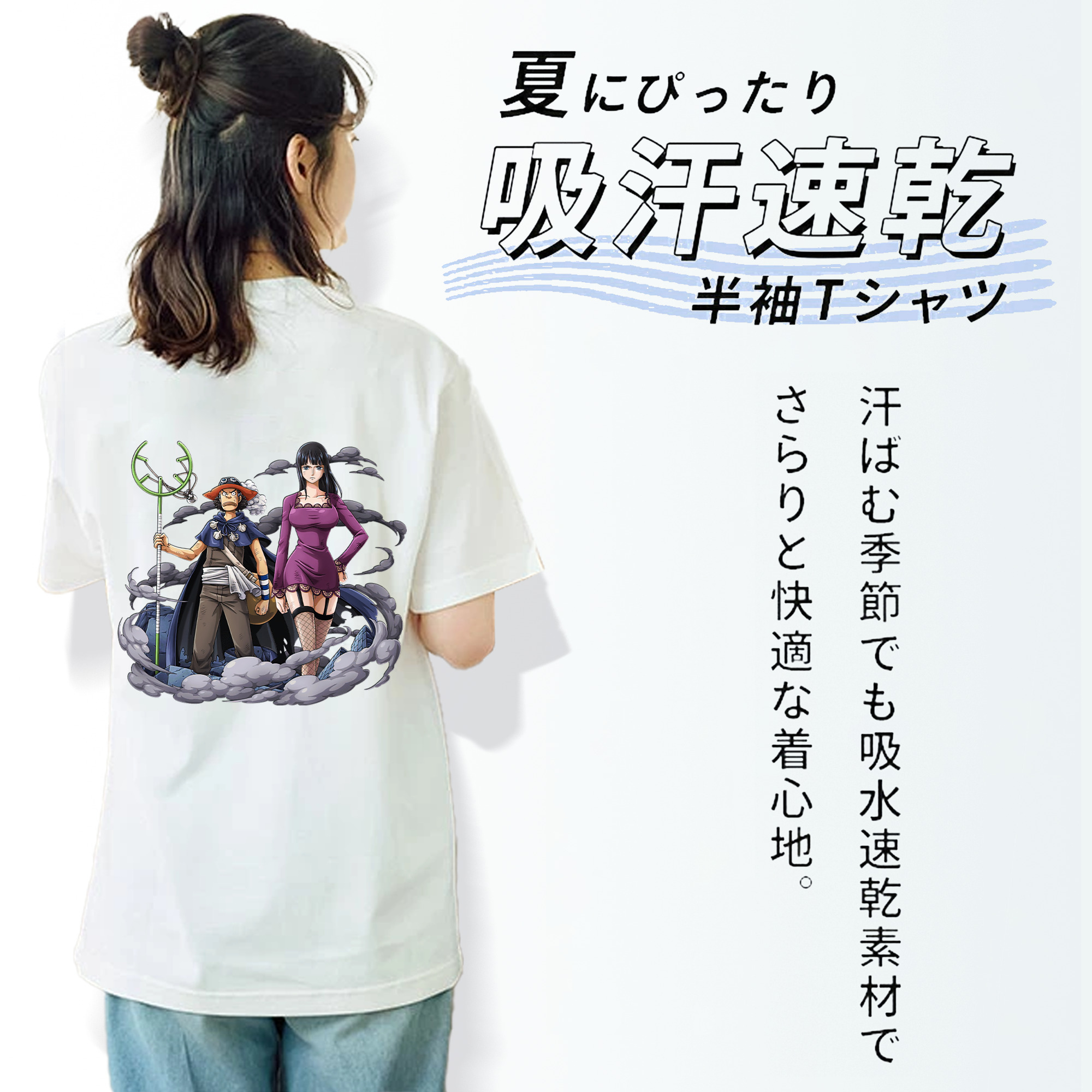 ワンピース ニコ・ロビン ONE PIECE Nico Robin レディース半袖Tシャツ(バックプリント)