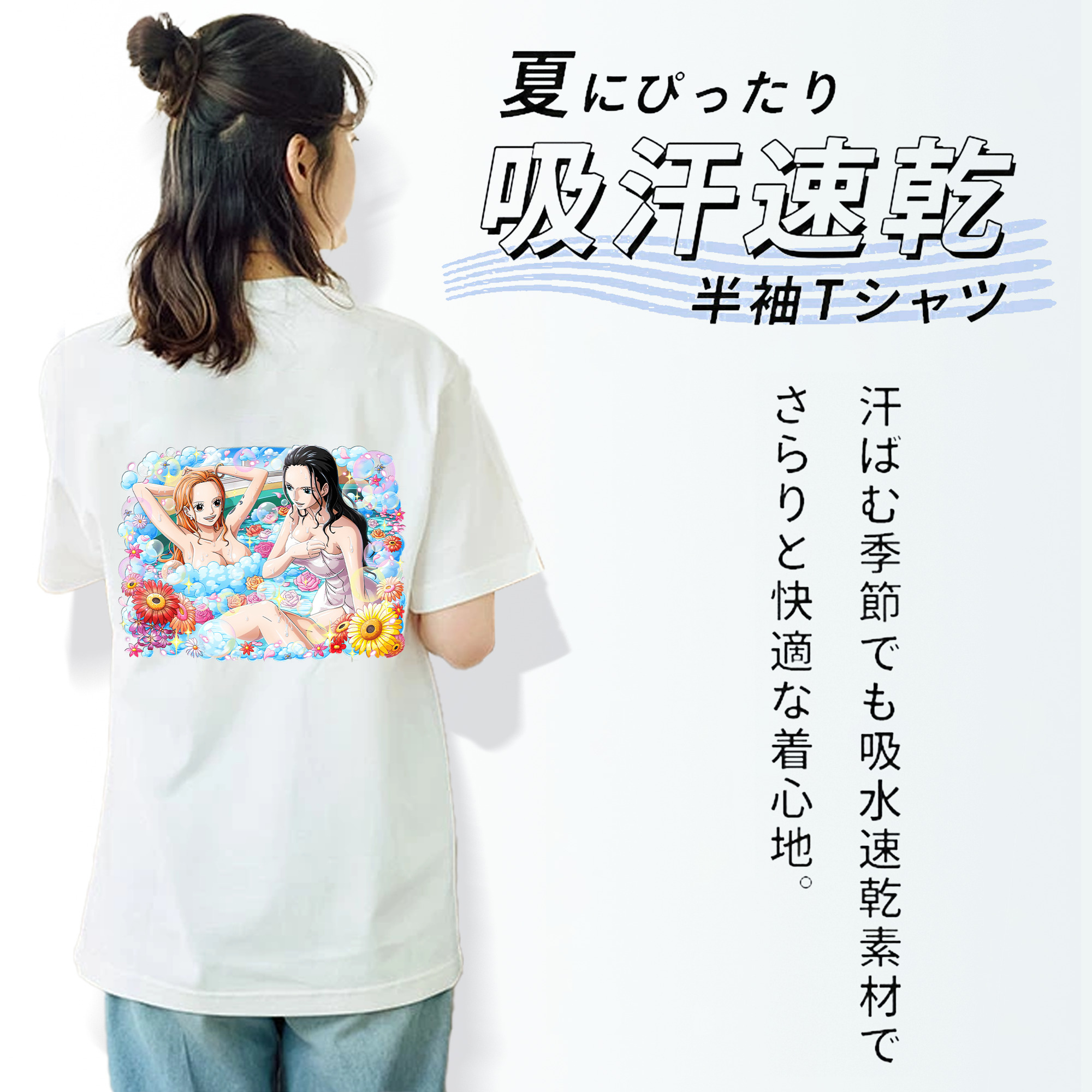 ワンピース ニコ・ロビン ONE PIECE Nico Robin レディース半袖Tシャツ(バックプリント)