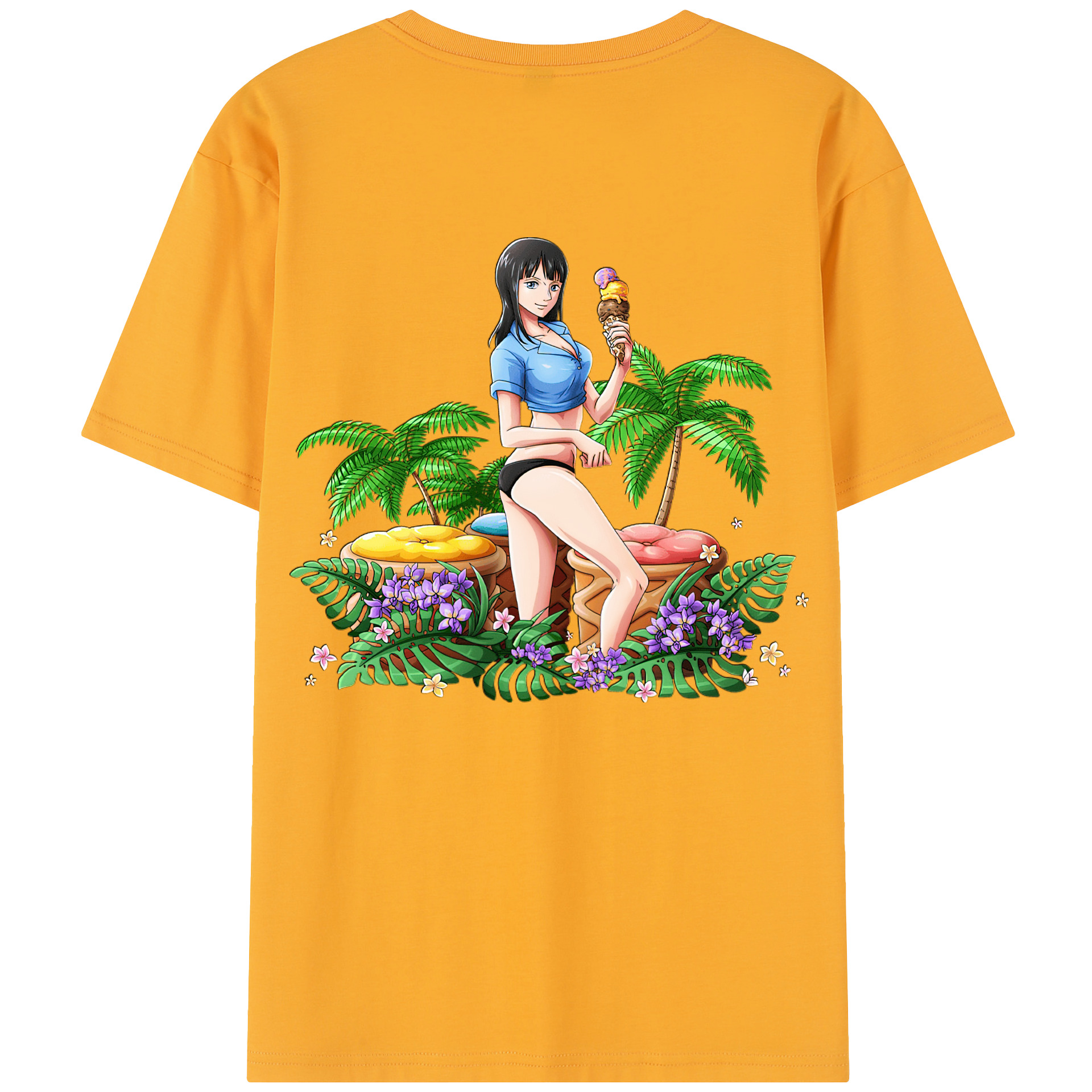 ワンピース ニコ・ロビン ONE PIECE Nico Robin レディース半袖Tシャツ(バックプリント)