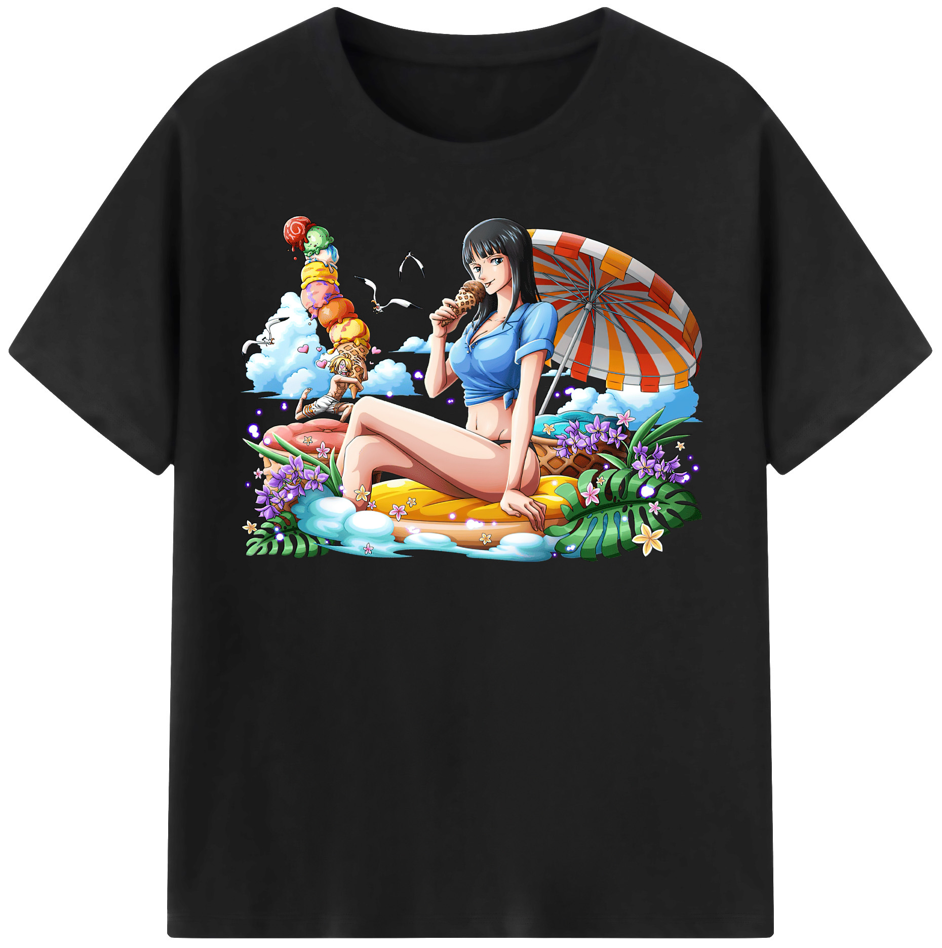 ワンピース ニコ・ロビン ONE PIECE Nico Robin レディースカジュアルプリントTシャツ（綿100％）