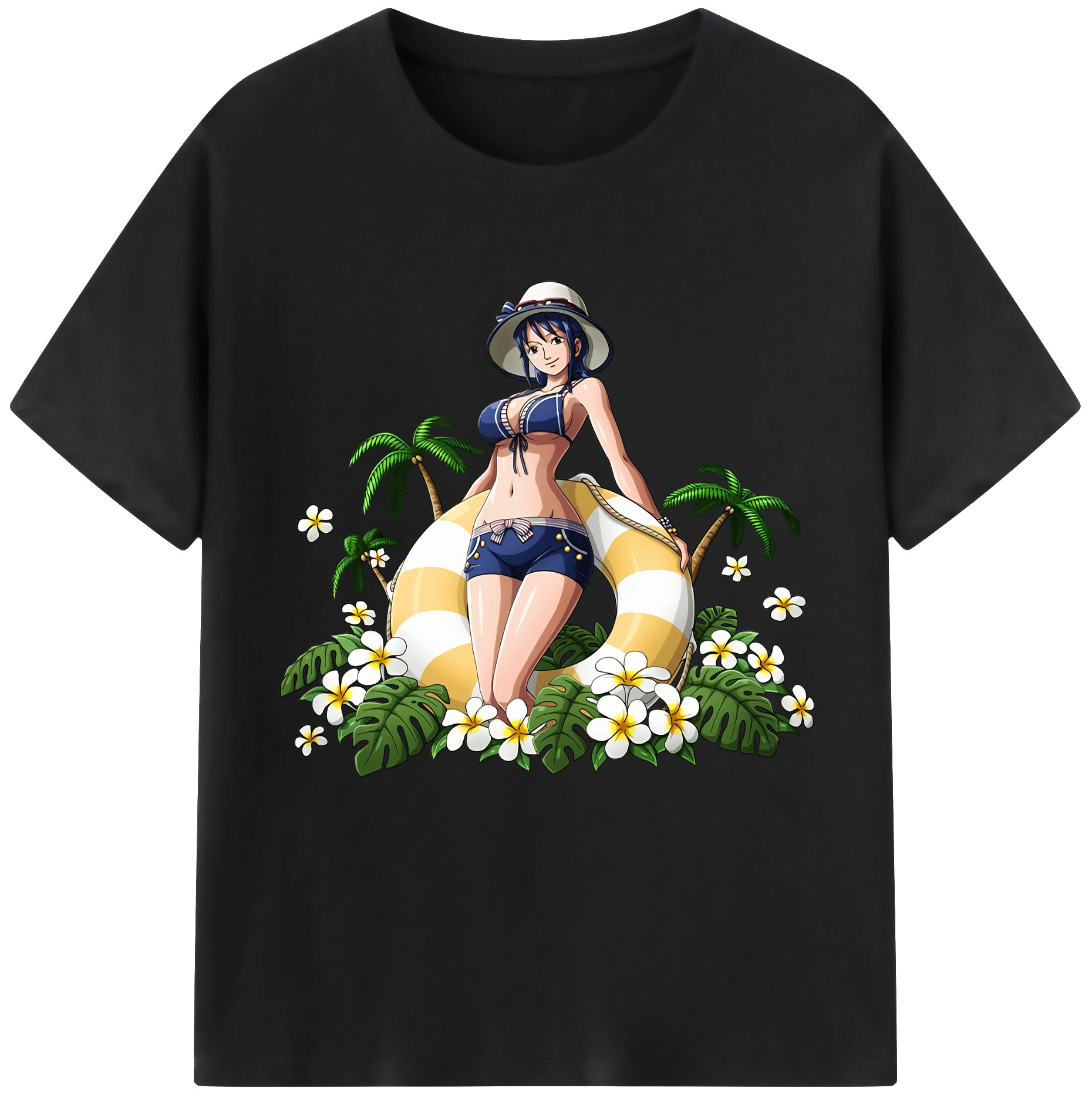 ワンピース ニコ・ロビン ONE PIECE Nico Robin レディースカジュアルプリントTシャツ（綿100％）