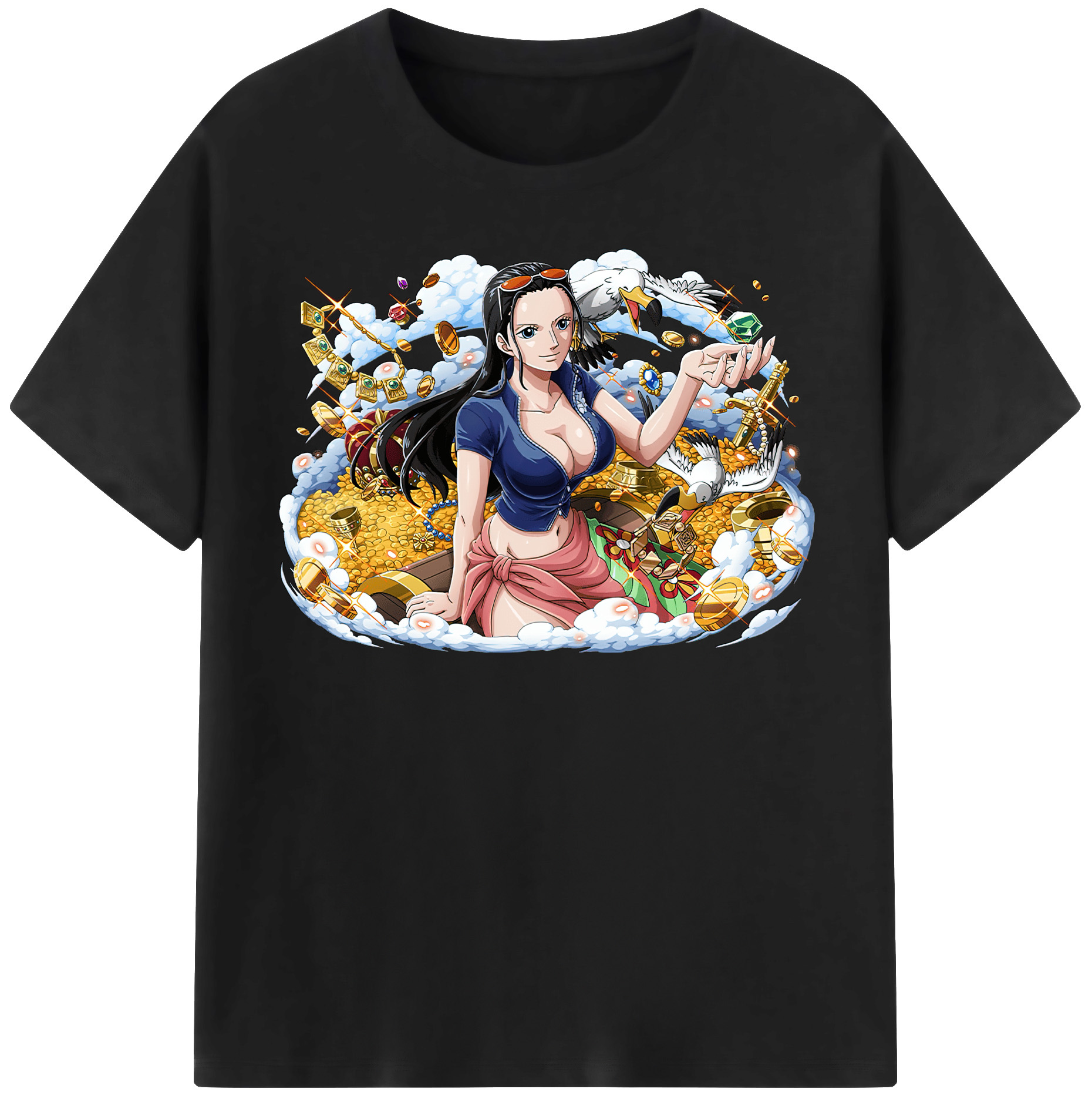 ワンピース ニコ・ロビン ONE PIECE Nico Robin レディースカジュアルプリントTシャツ（綿100％）