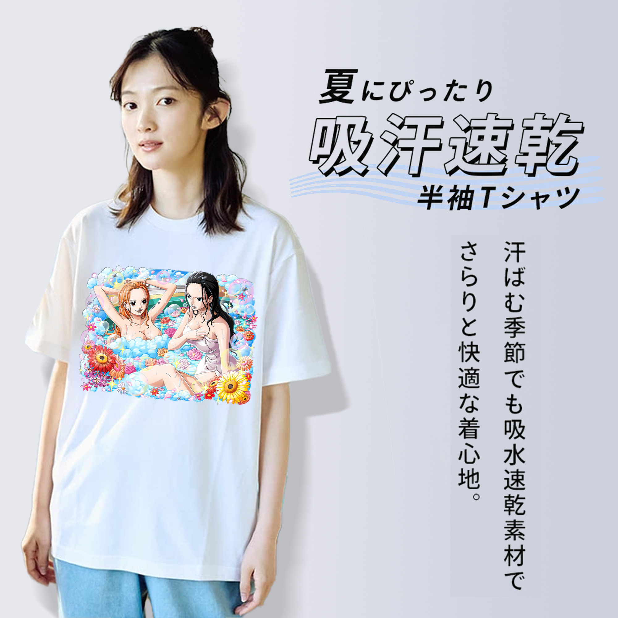 ワンピース ニコ・ロビン ONE PIECE Nico Robin レディースカジュアルプリントTシャツ（綿100％）