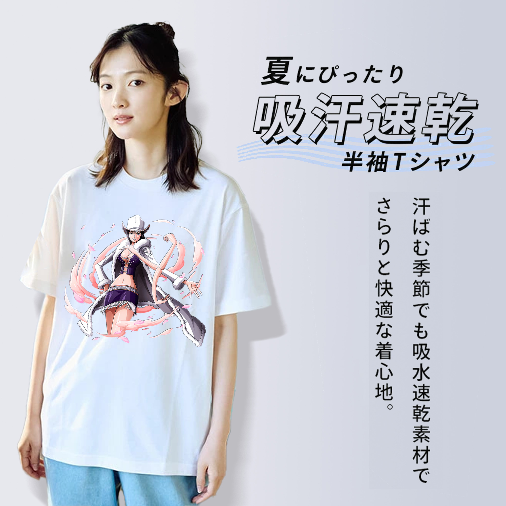 ワンピース ニコ・ロビン ONE PIECE Nico Robin レディースカジュアルプリントTシャツ（綿100％）
