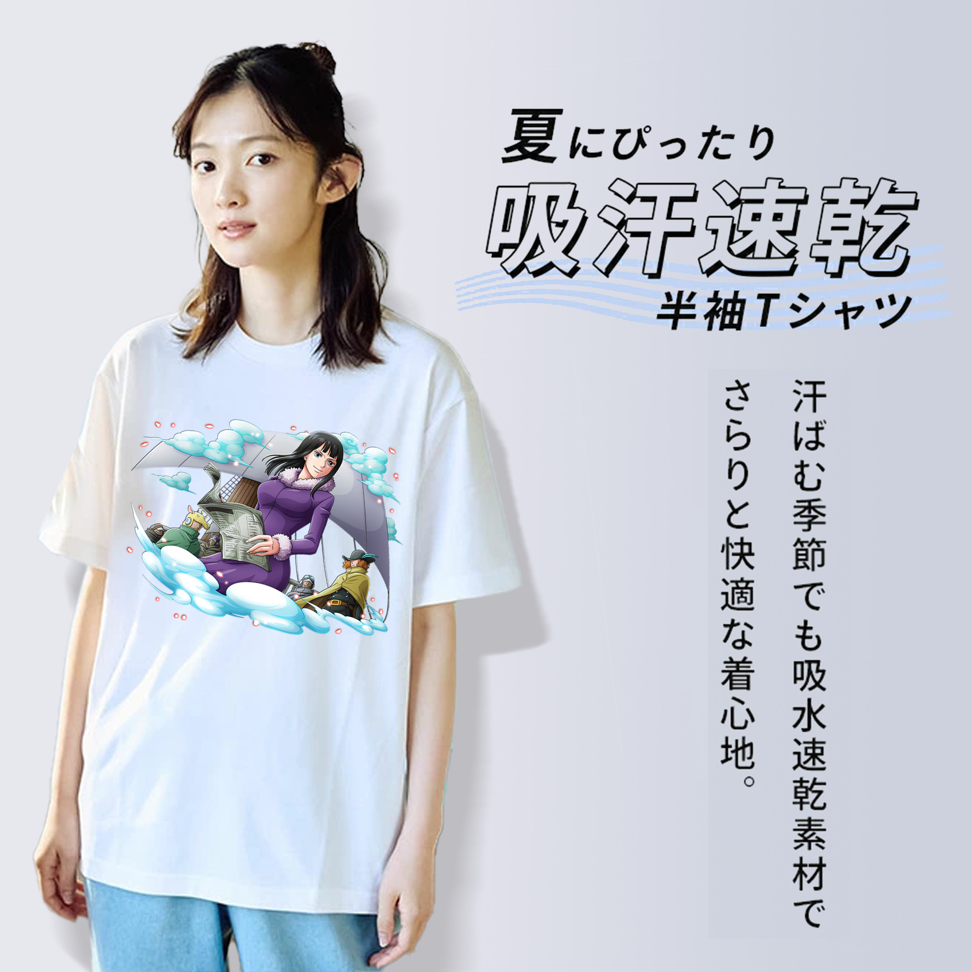 ワンピース ニコ・ロビン ONE PIECE Nico Robin レディースカジュアルプリントTシャツ（綿100％）