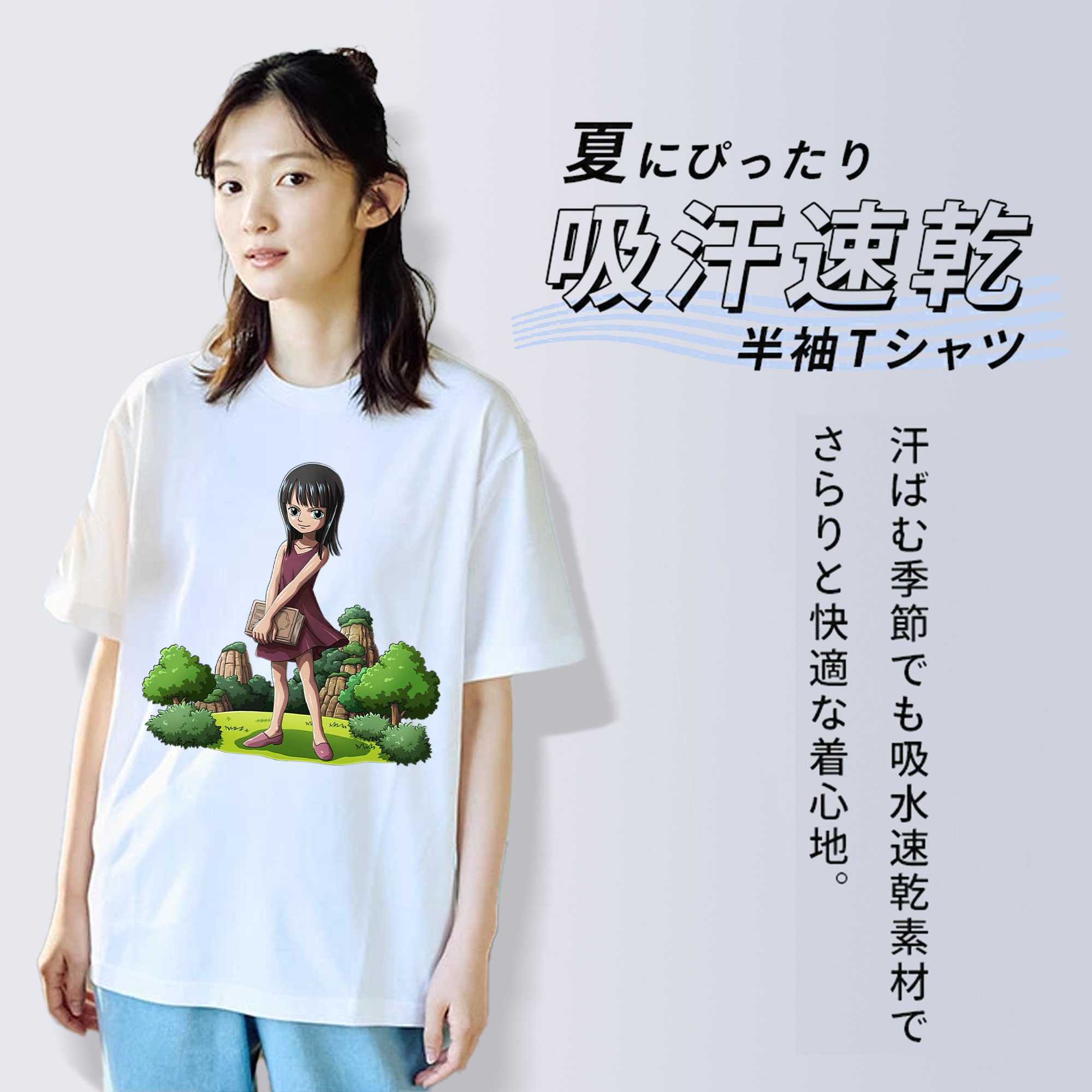 ワンピース ニコ・ロビン ONE PIECE Nico Robin レディースカジュアルプリントTシャツ（綿100％）