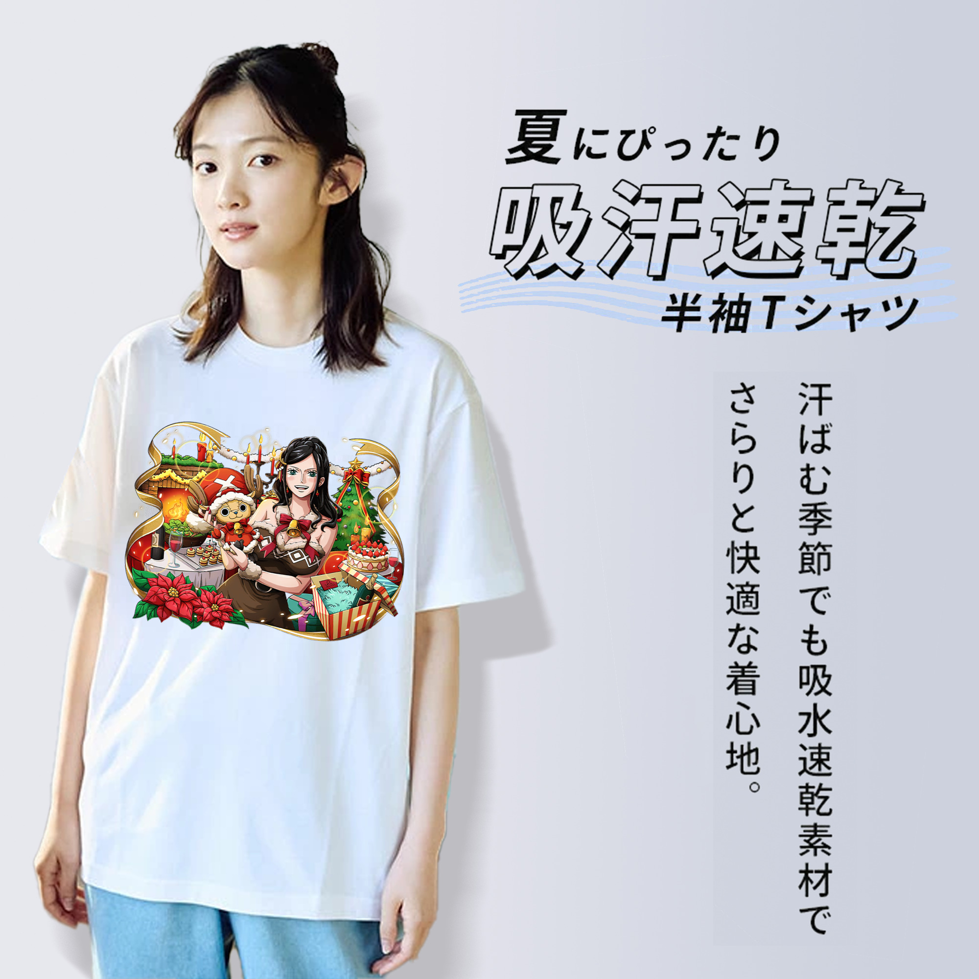 ワンピース ニコ・ロビン ONE PIECE Nico Robin レディースカジュアルプリントTシャツ（綿100％）