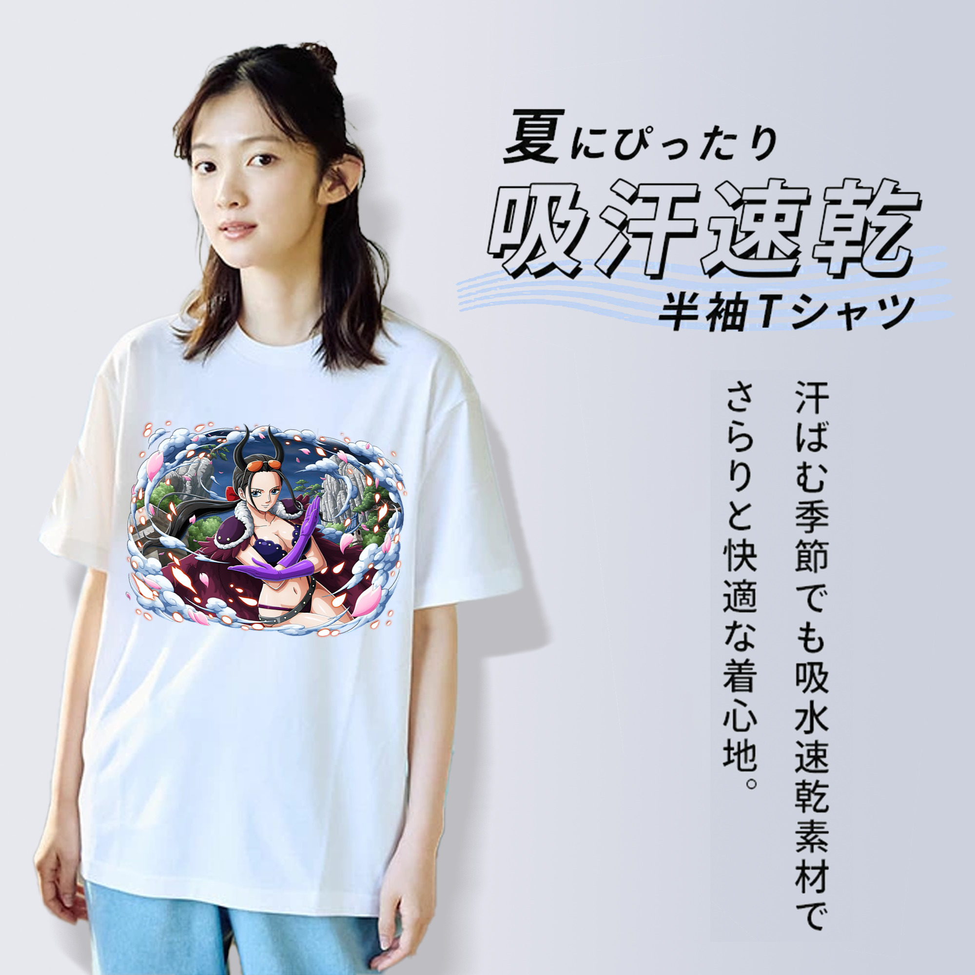 ワンピース ニコ・ロビン ONE PIECE Nico Robin レディースカジュアルプリントTシャツ（綿100％）