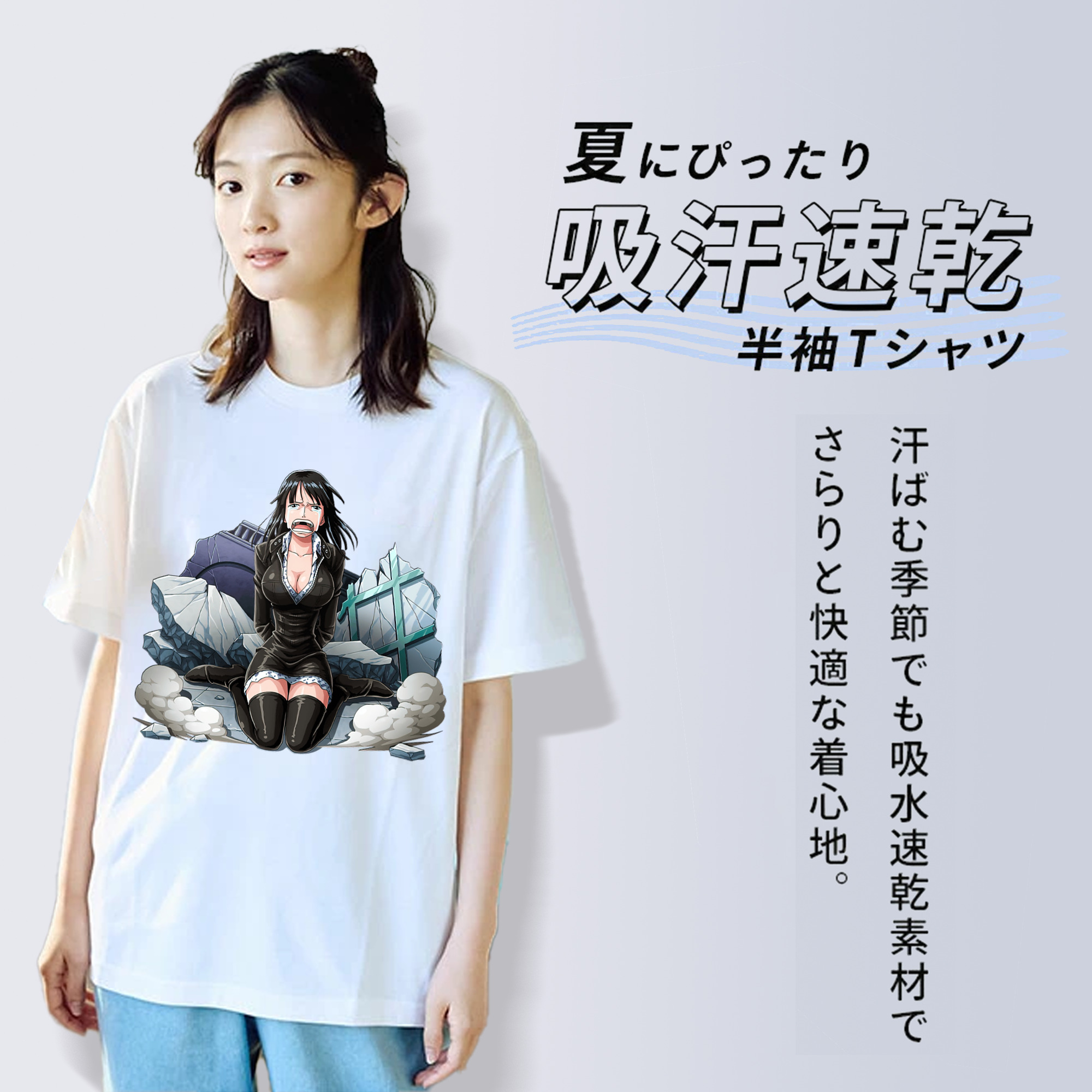 ワンピース ニコ・ロビン ONE PIECE Nico Robin レディースカジュアルプリントTシャツ（綿100％）