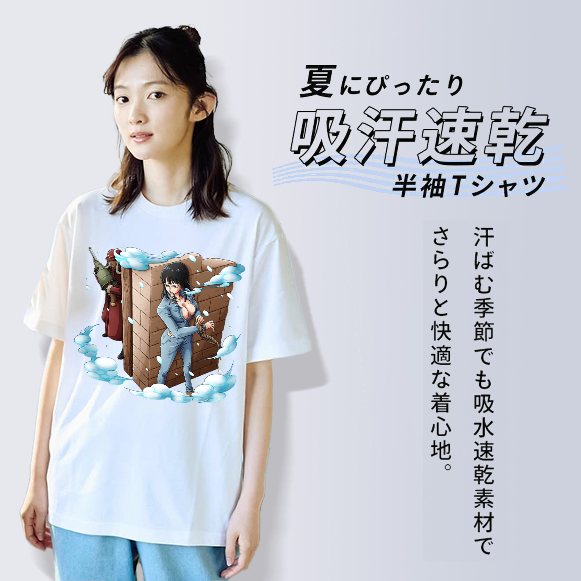 ワンピース ニコ・ロビン ONE PIECE Nico Robin レディースカジュアルプリントTシャツ（綿100％）