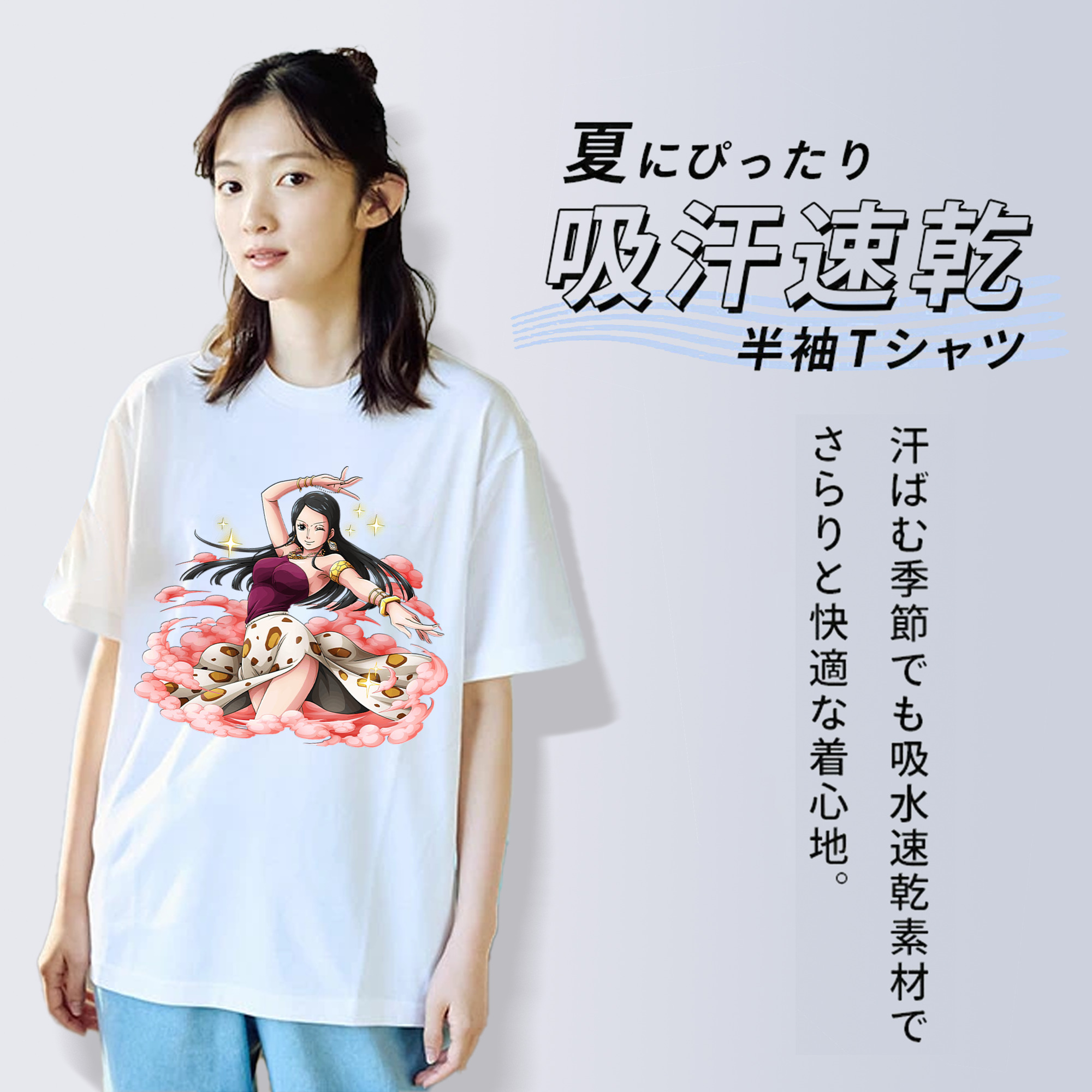 ワンピース ニコ・ロビン ONE PIECE Nico Robin レディースカジュアルプリントTシャツ（綿100％）