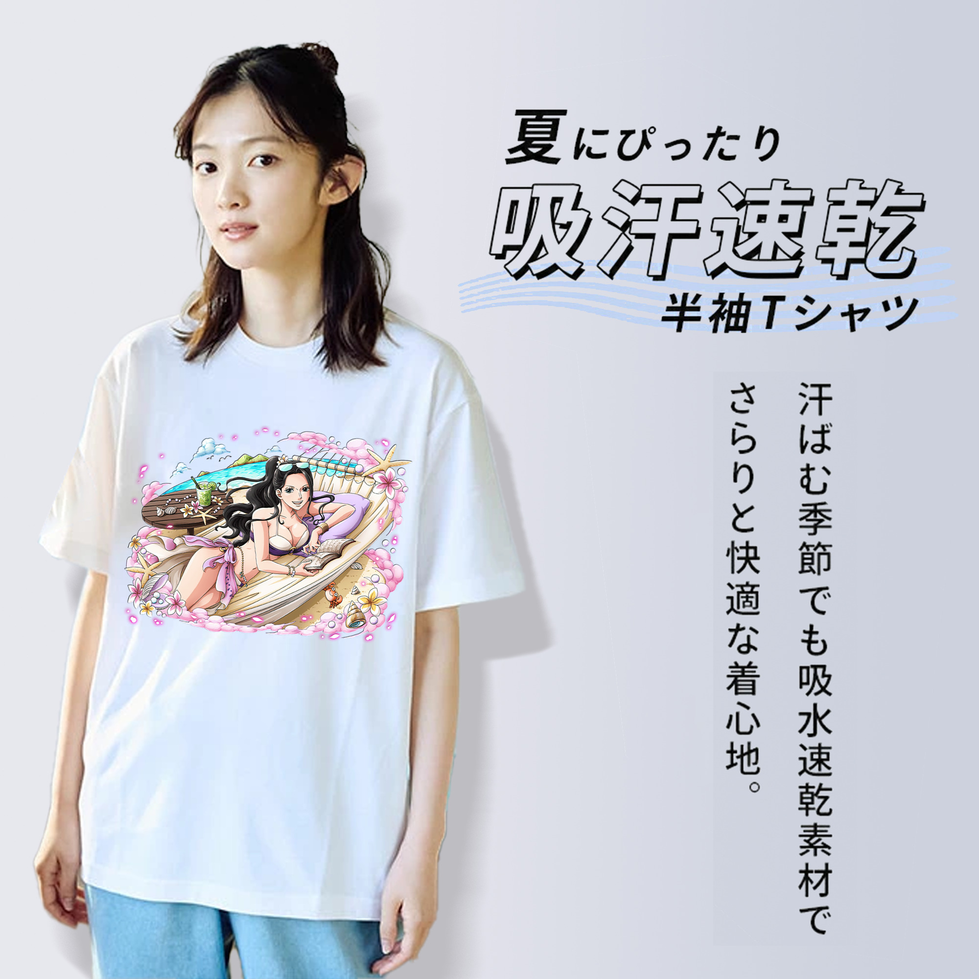 ワンピース ニコ・ロビン ONE PIECE Nico Robin レディースカジュアルプリントTシャツ（綿100％）