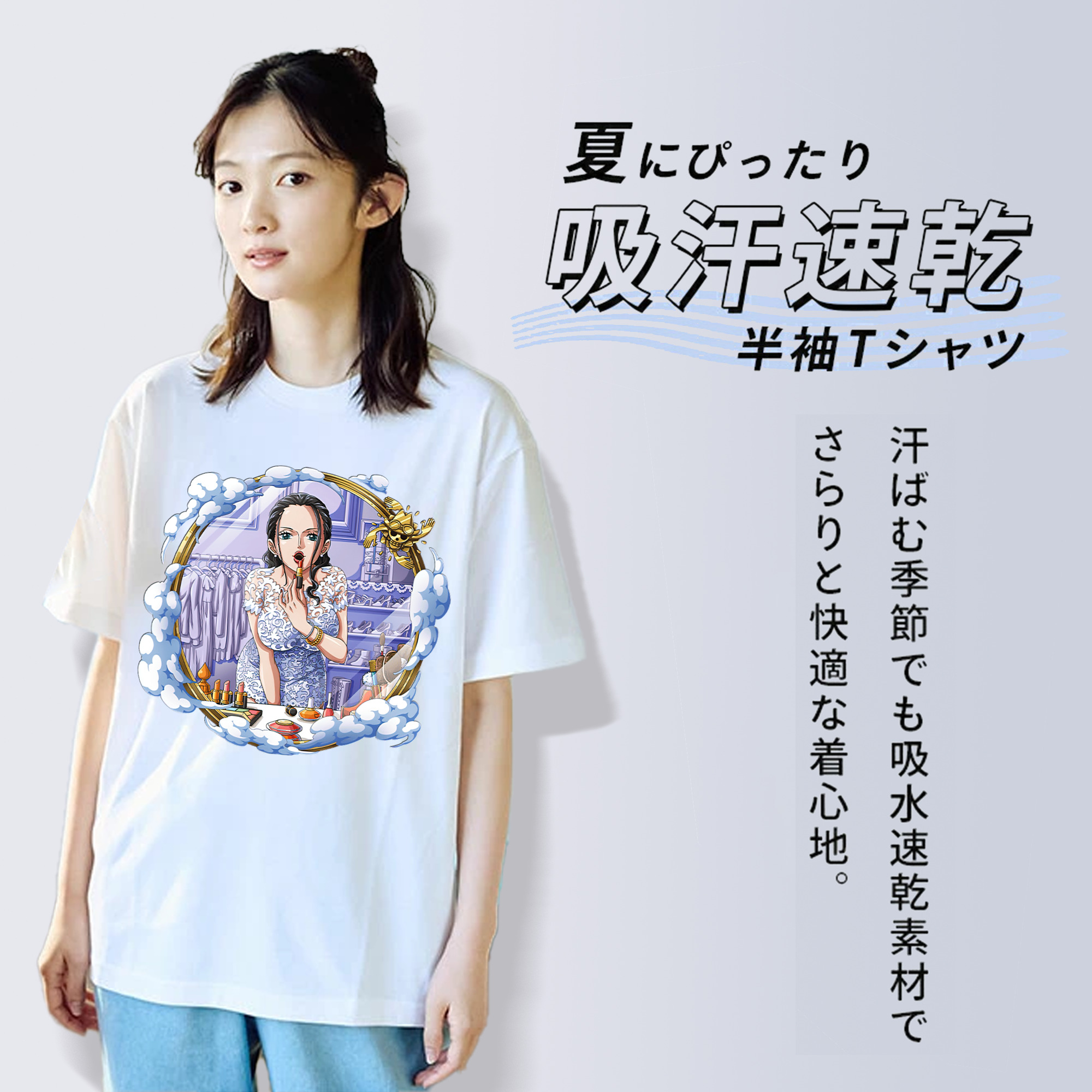 ワンピース ニコ・ロビン ONE PIECE Nico Robin レディースカジュアルプリントTシャツ（綿100％）