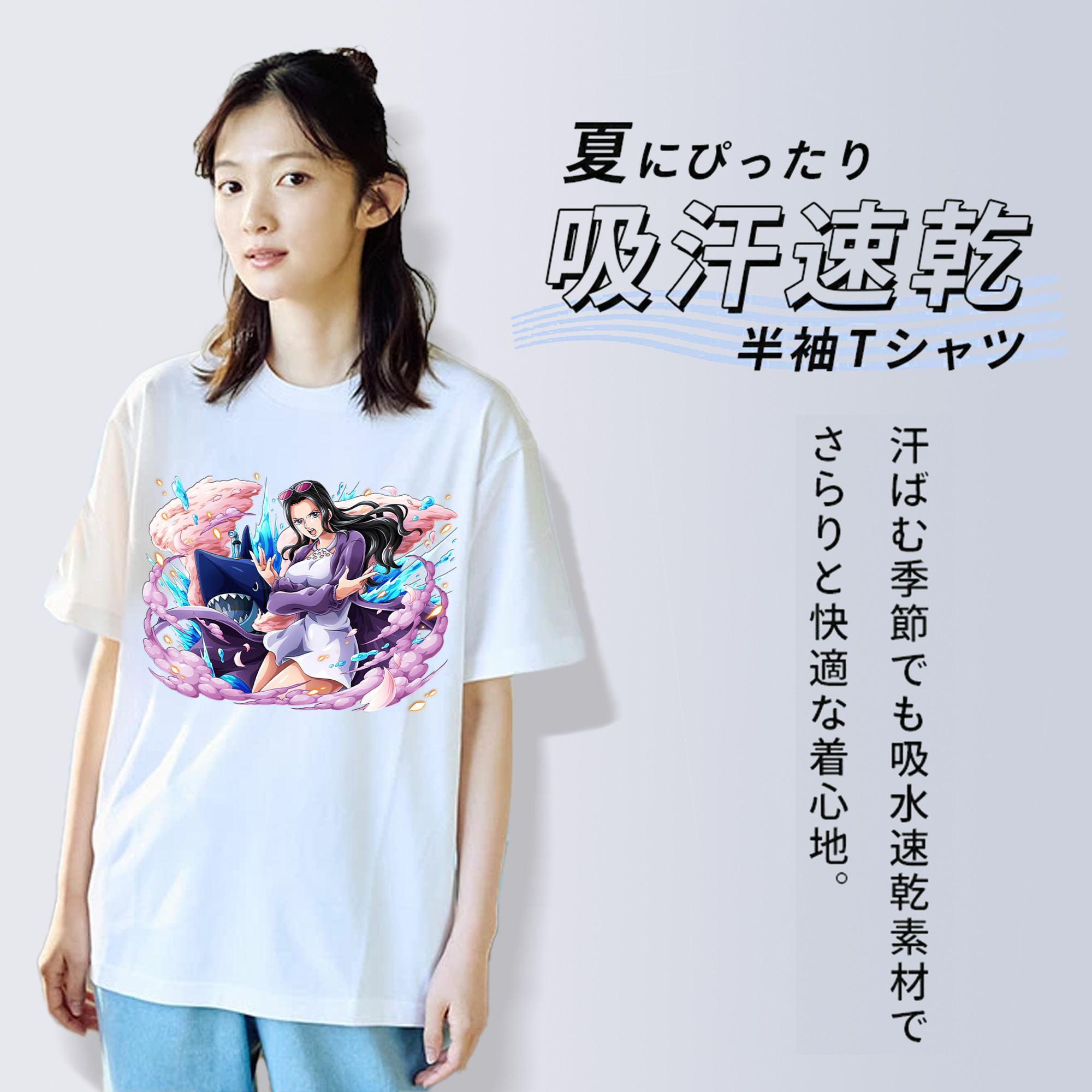 ワンピース ニコ・ロビン ONE PIECE Nico Robin レディースカジュアルプリントTシャツ（綿100％）