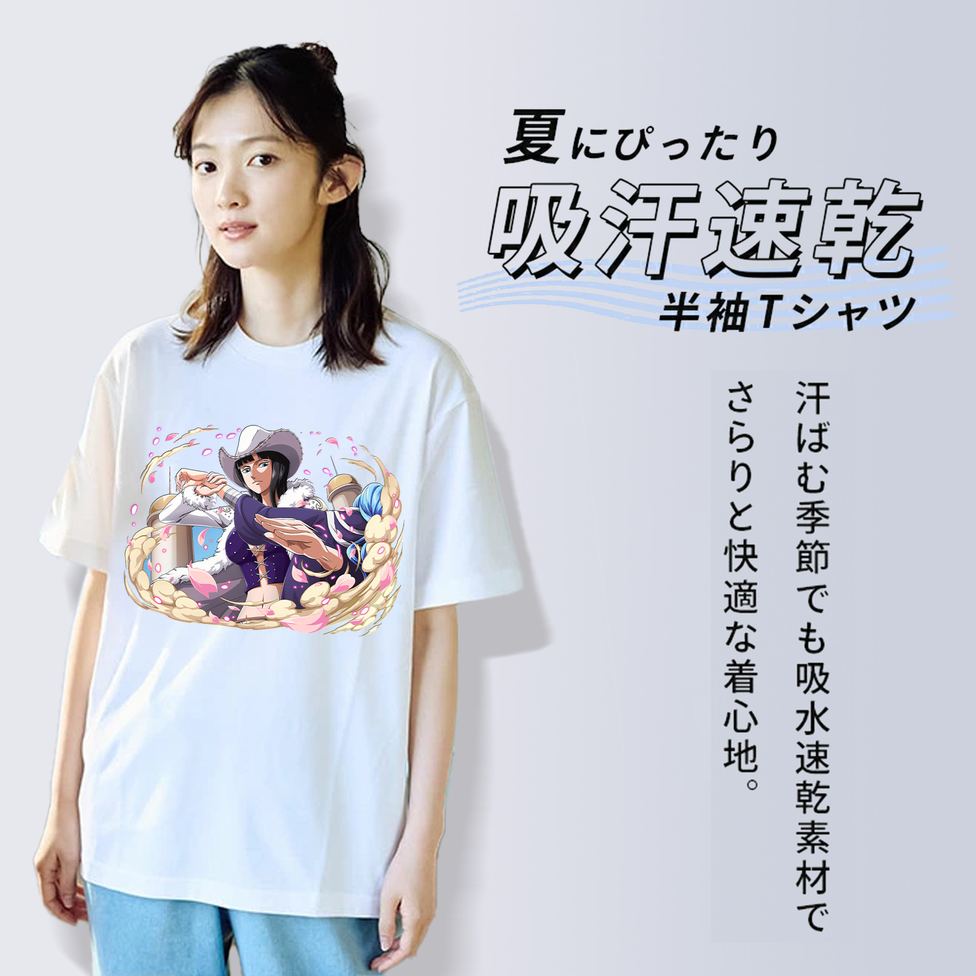 ワンピース ニコ・ロビン ONE PIECE Nico Robin レディースカジュアルプリントTシャツ（綿100％）