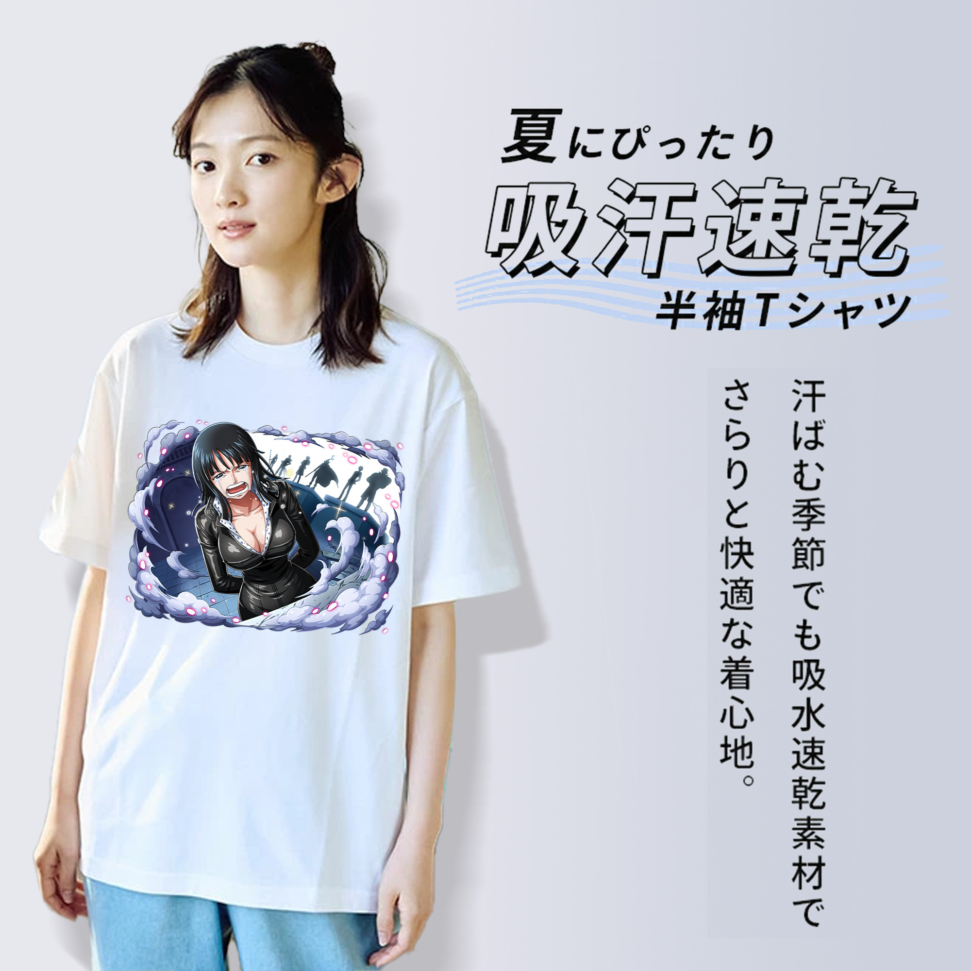 ワンピース ニコ・ロビン ONE PIECE Nico Robin レディースカジュアルプリントTシャツ（綿100％）