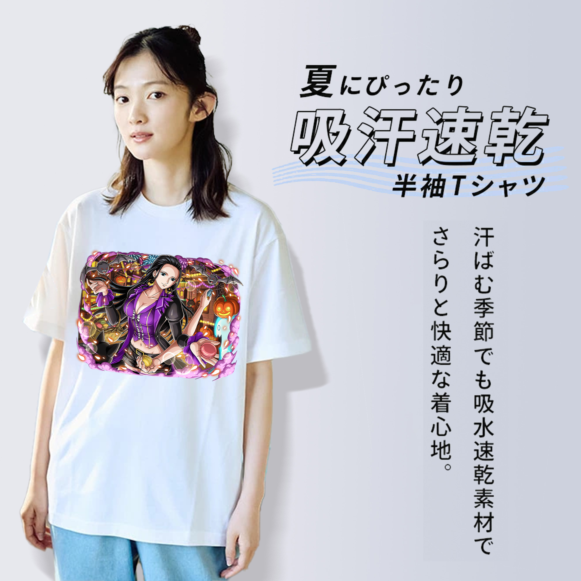ワンピース ニコ・ロビン ONE PIECE Nico Robin レディースカジュアルプリントTシャツ（綿100％）