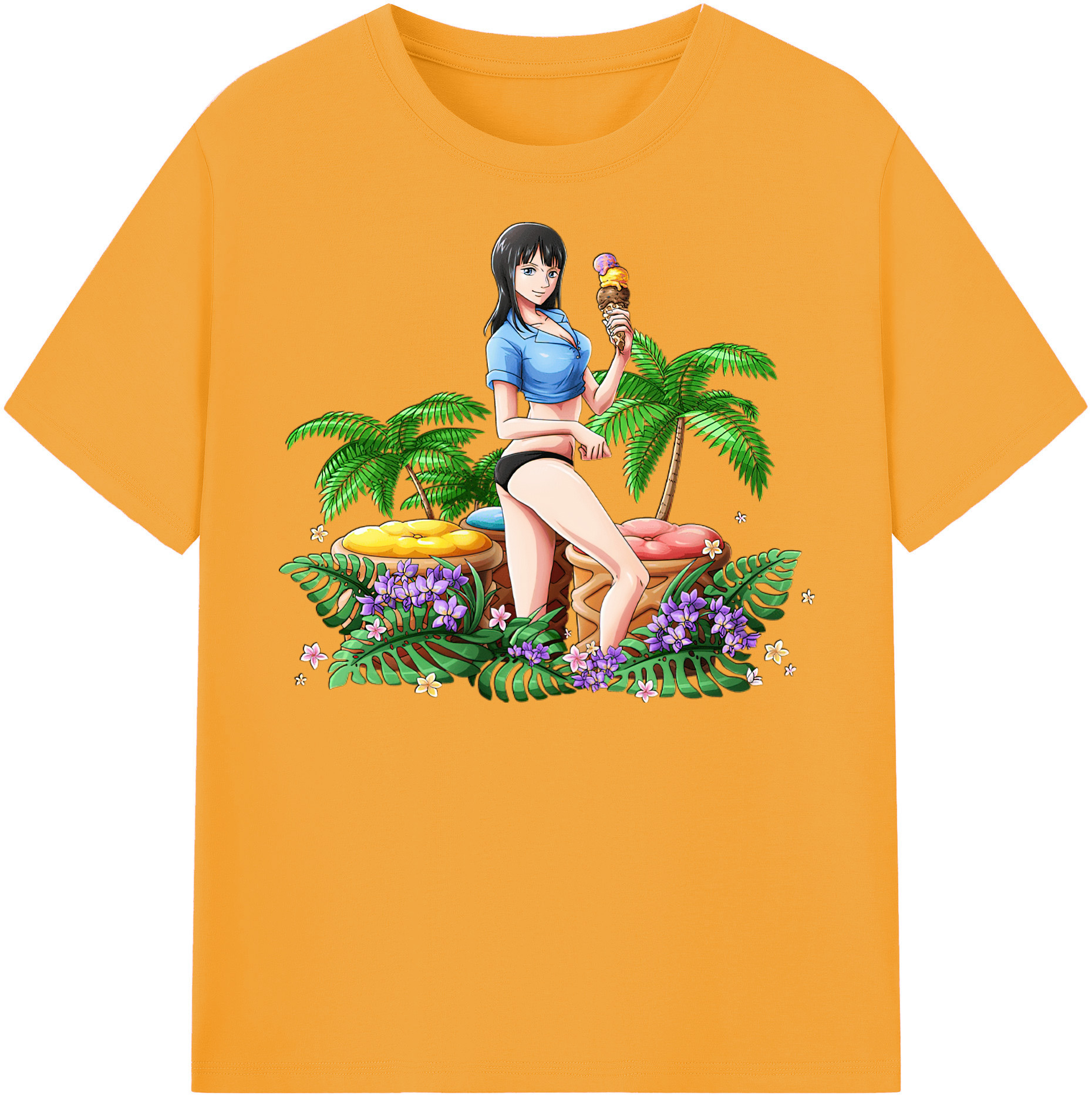 ワンピース ニコ・ロビン ONE PIECE Nico Robin レディースカジュアルプリントTシャツ（綿100％）