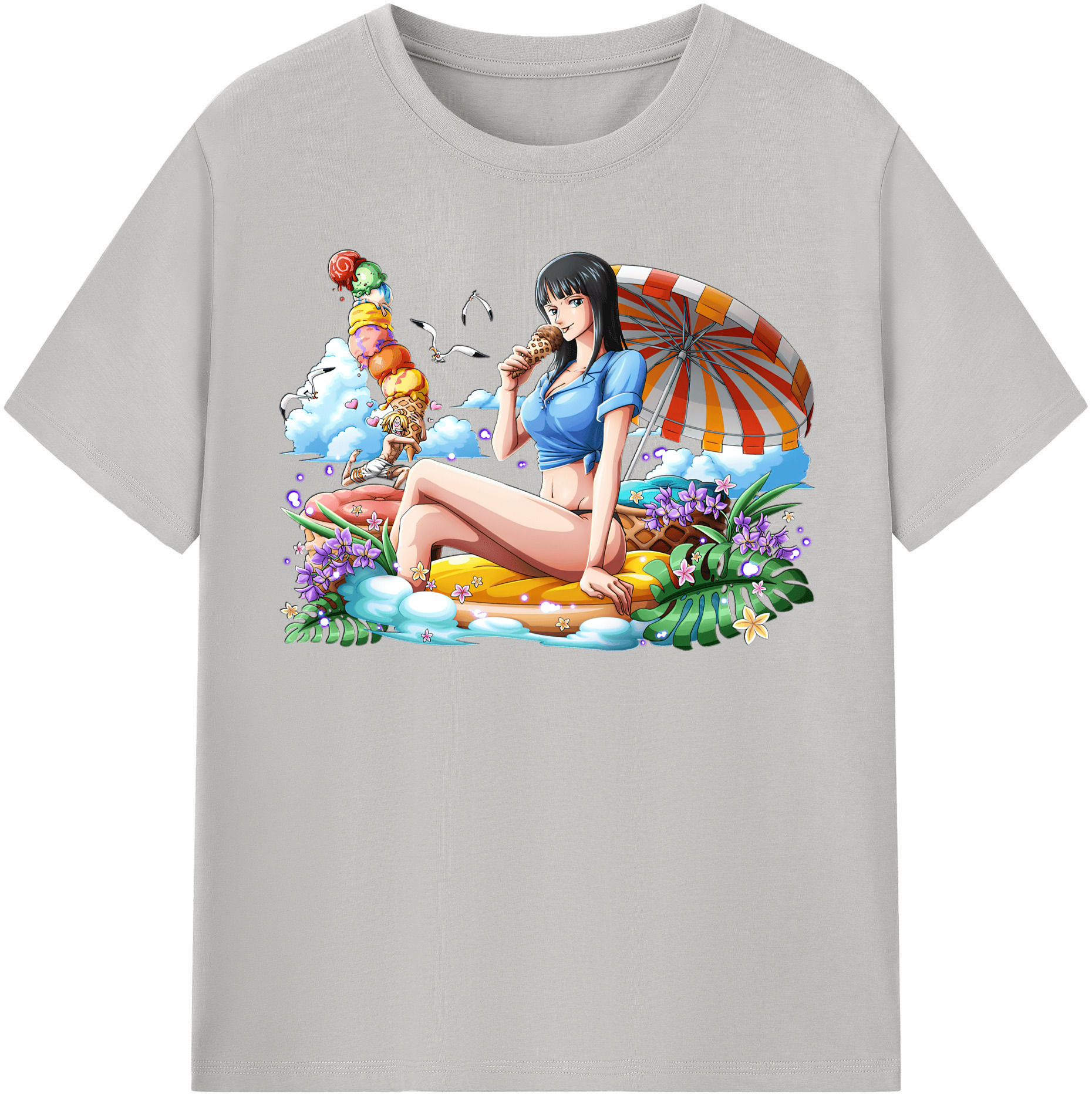 ワンピース ニコ・ロビン ONE PIECE Nico Robin レディースカジュアルプリントTシャツ（綿100％）