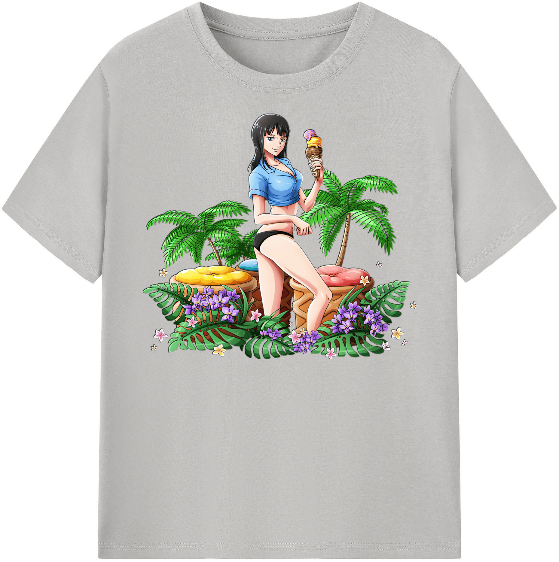 ワンピース ニコ・ロビン ONE PIECE Nico Robin レディースカジュアルプリントTシャツ（綿100％）