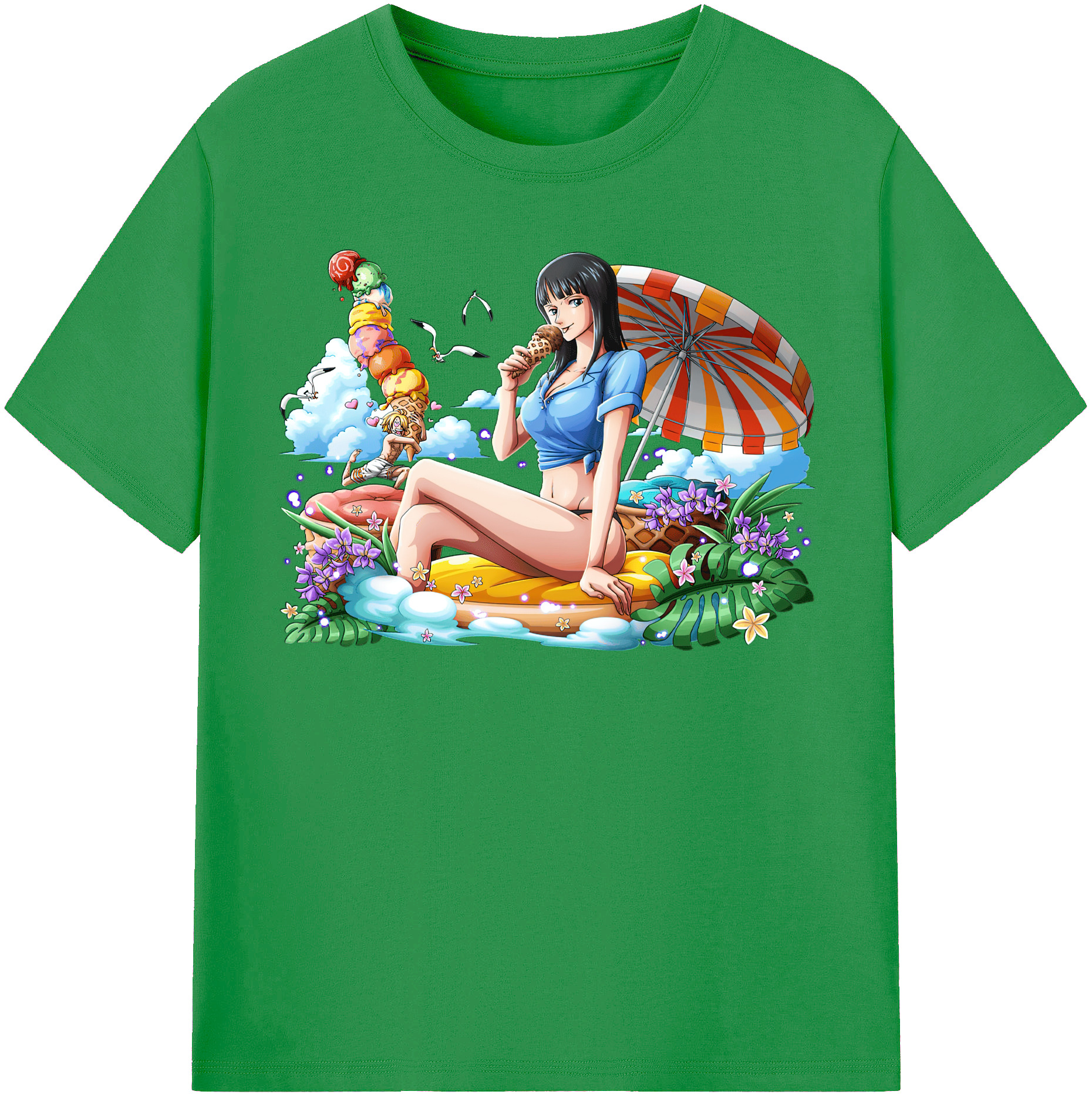 ワンピース ニコ・ロビン ONE PIECE Nico Robin レディースカジュアルプリントTシャツ（綿100％）