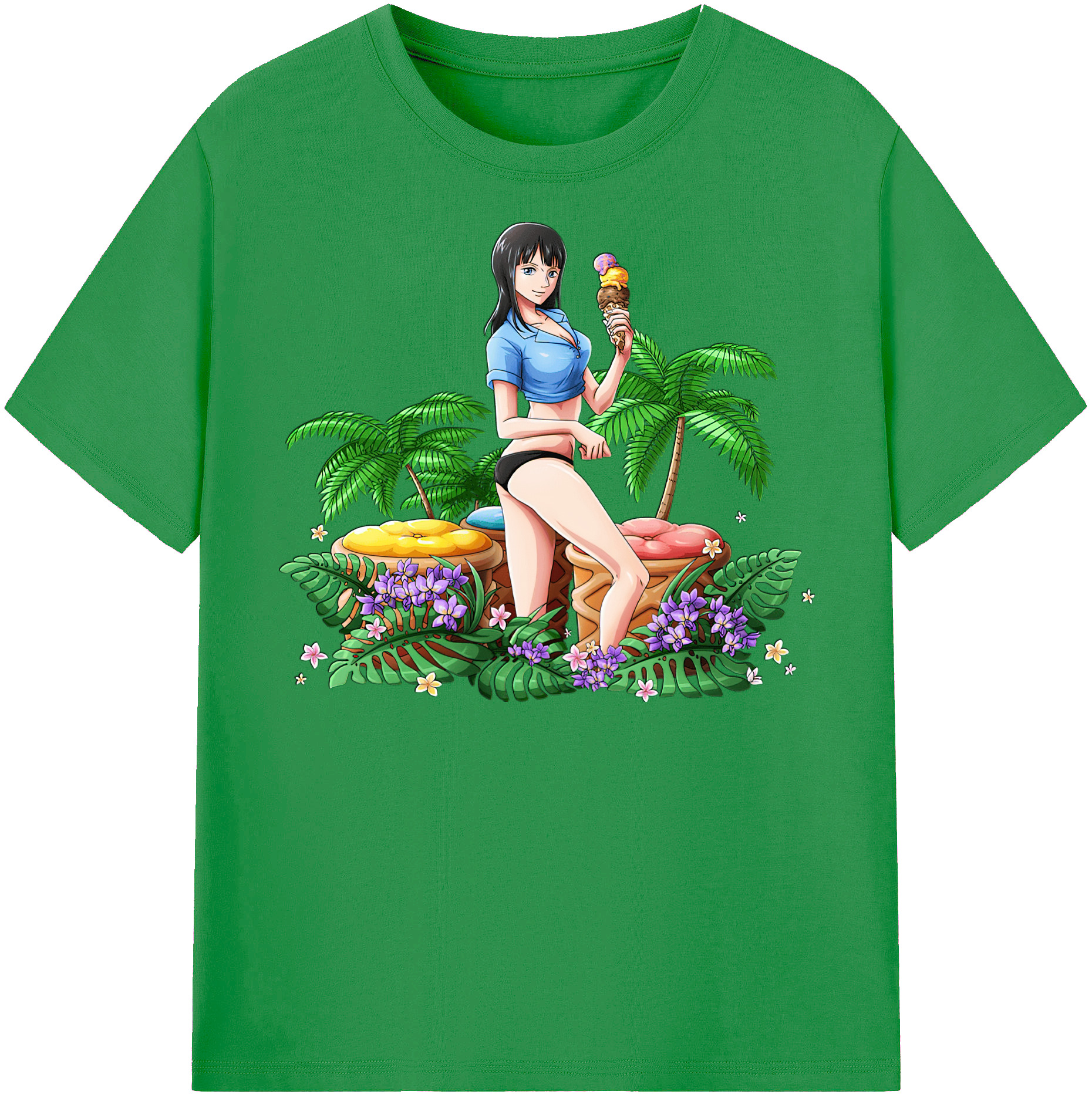 ワンピース ニコ・ロビン ONE PIECE Nico Robin レディースカジュアルプリントTシャツ（綿100％）