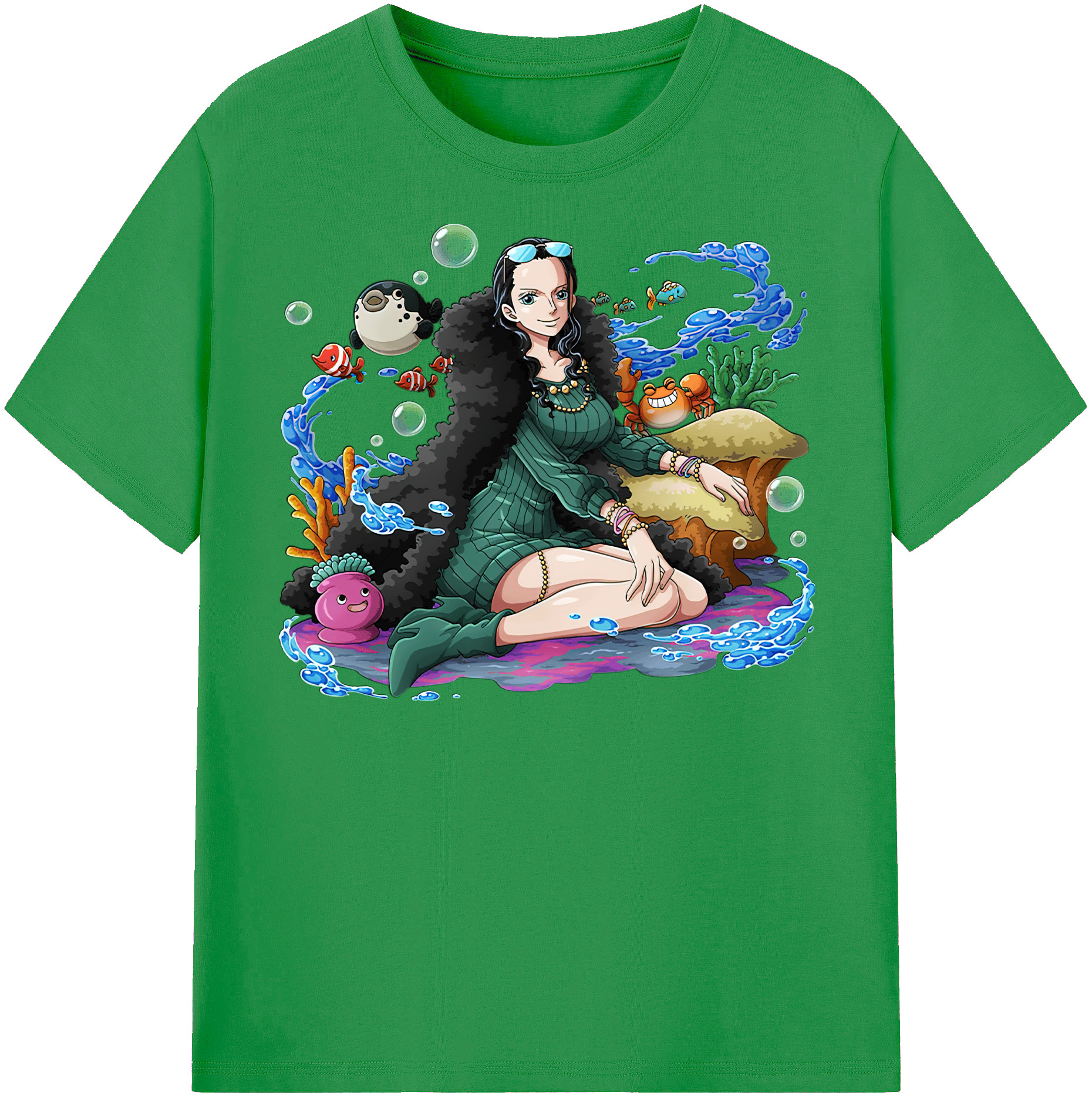 （画像用） ワンピース ニコ・ロビン ONE PIECE Nico Robin レディースカジュアルプリントTシャツ（綿100％）